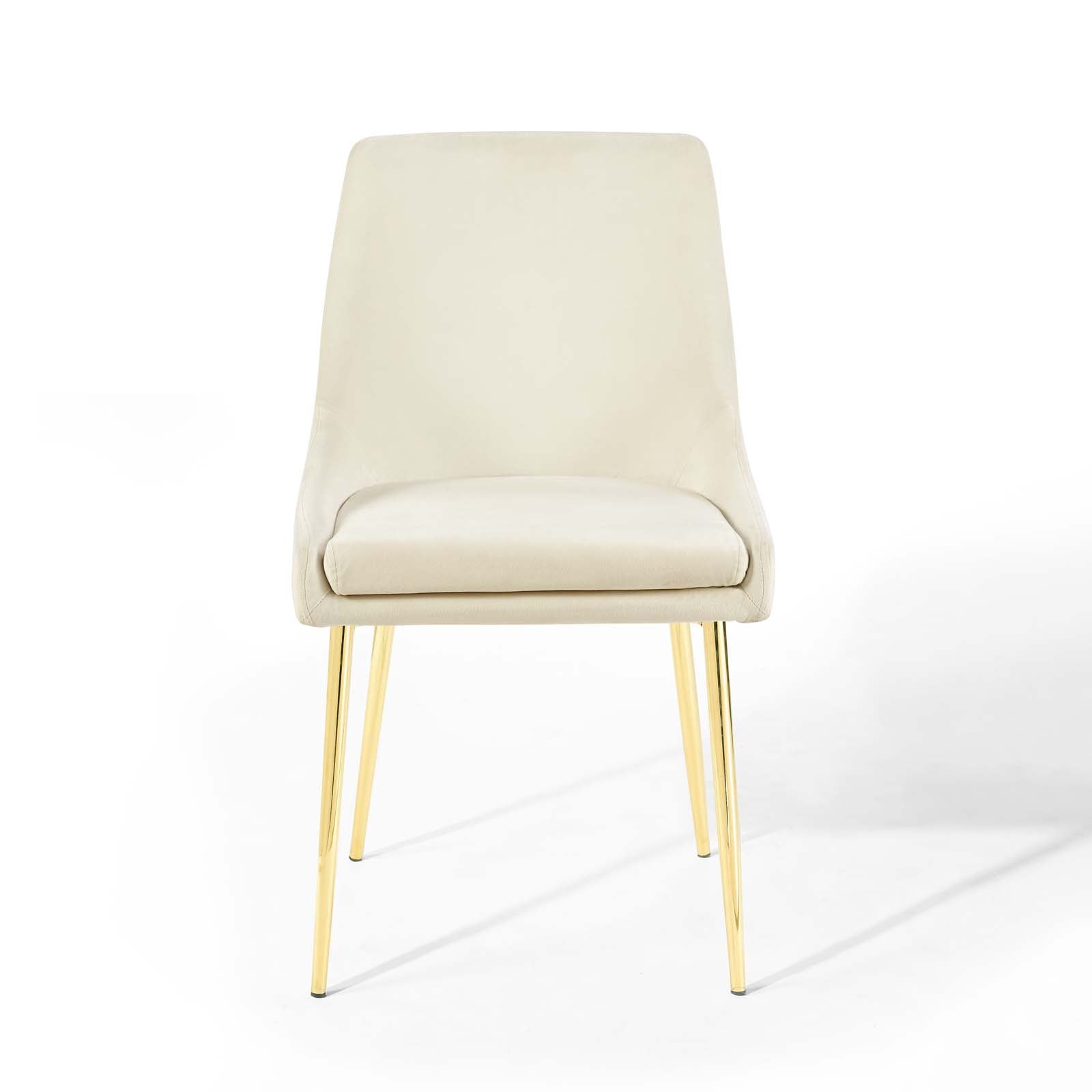 Modway Dining Chairs - Viscount Performance Velvet Dining Chairs - Set of 2 Gold Ivory