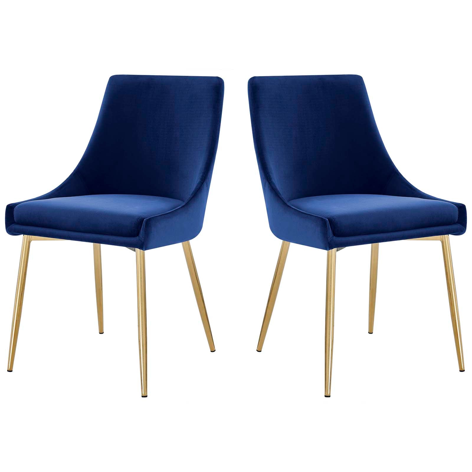 Viscount Performance Velvet Dining Chairs - Set of 2 Gold Navy
