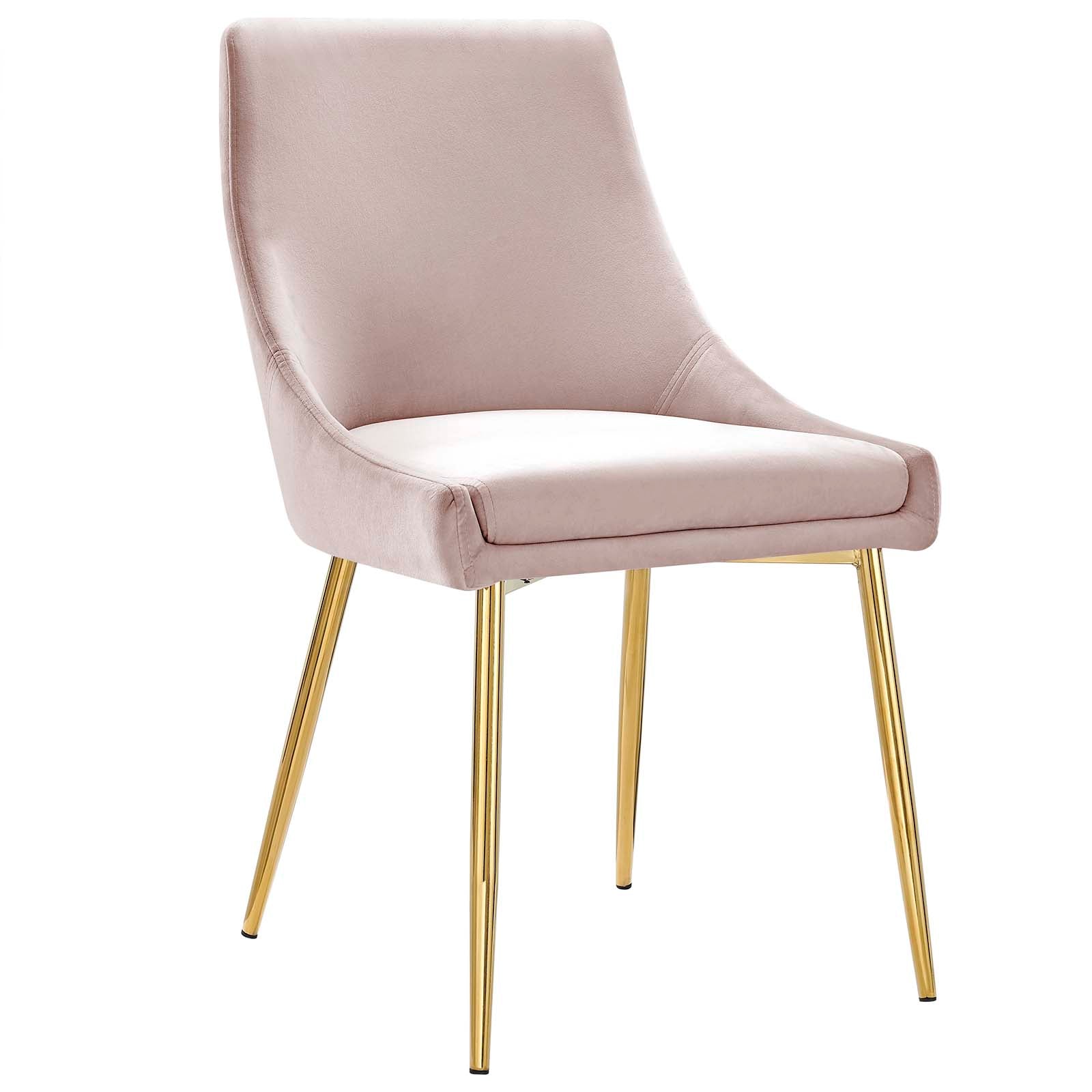 Modway Dining Chairs - Viscount Performance Velvet Dining Chairs - Set of 2 Gold Pink