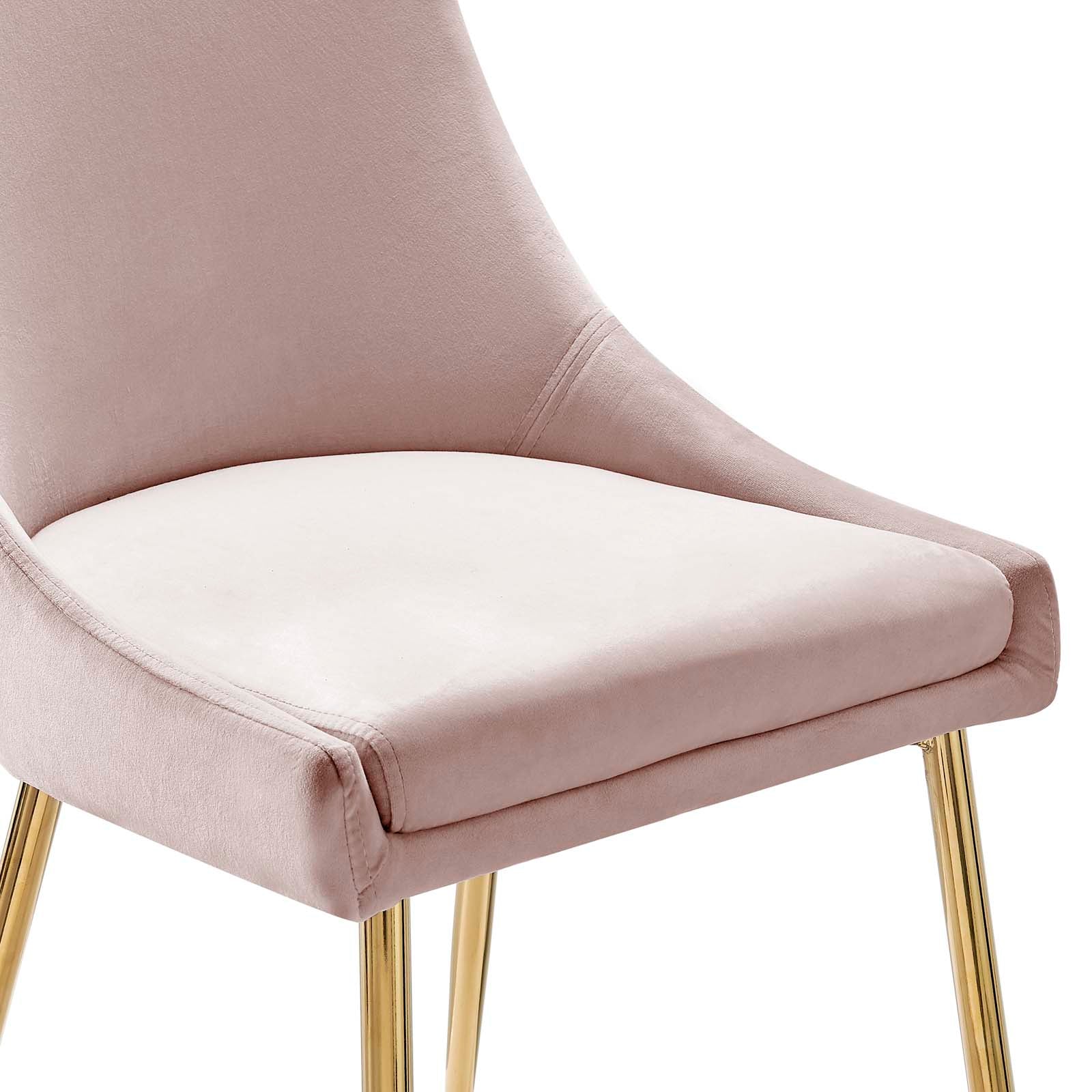 Modway Dining Chairs - Viscount Performance Velvet Dining Chairs - Set of 2 Gold Pink