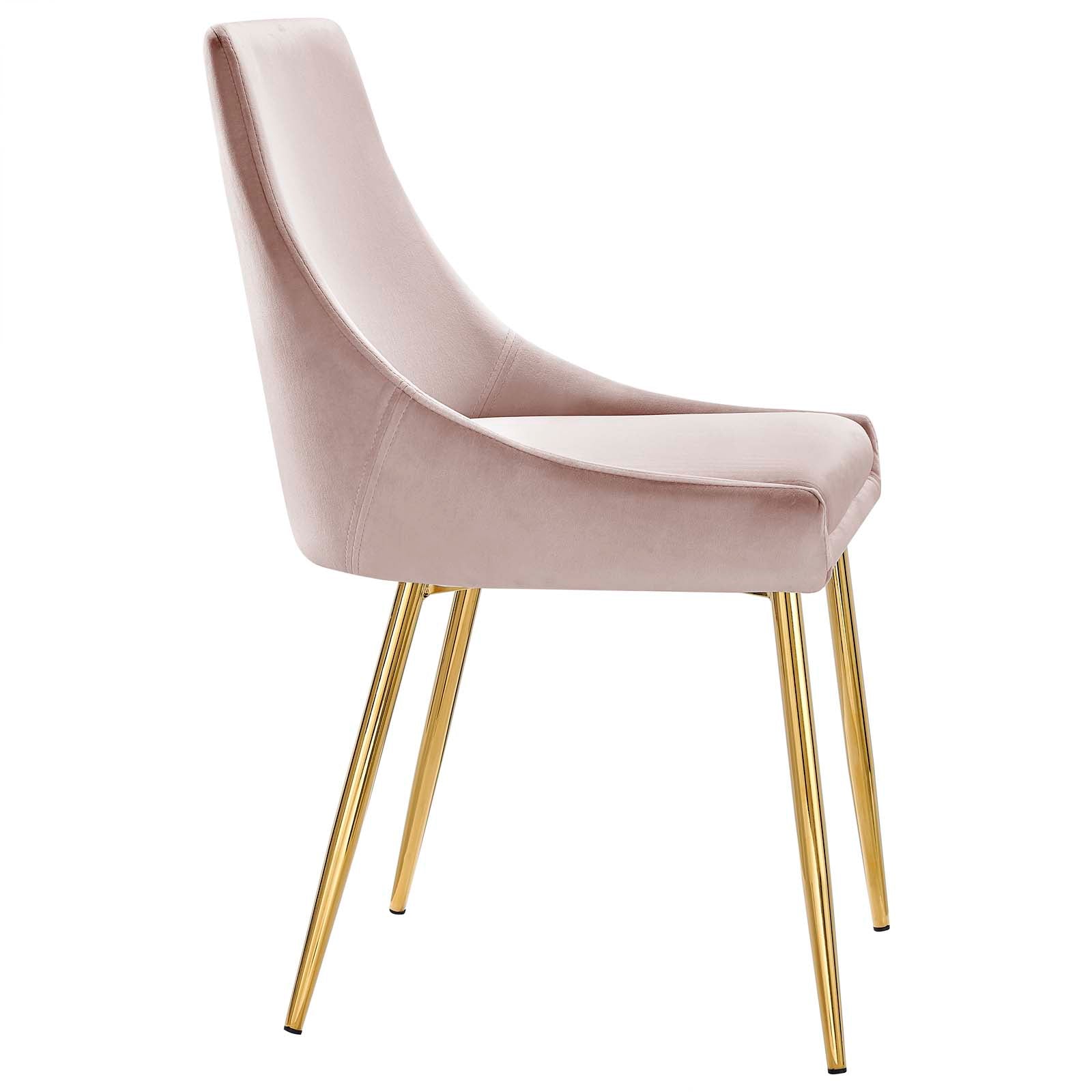 Modway Dining Chairs - Viscount Performance Velvet Dining Chairs - Set of 2 Gold Pink
