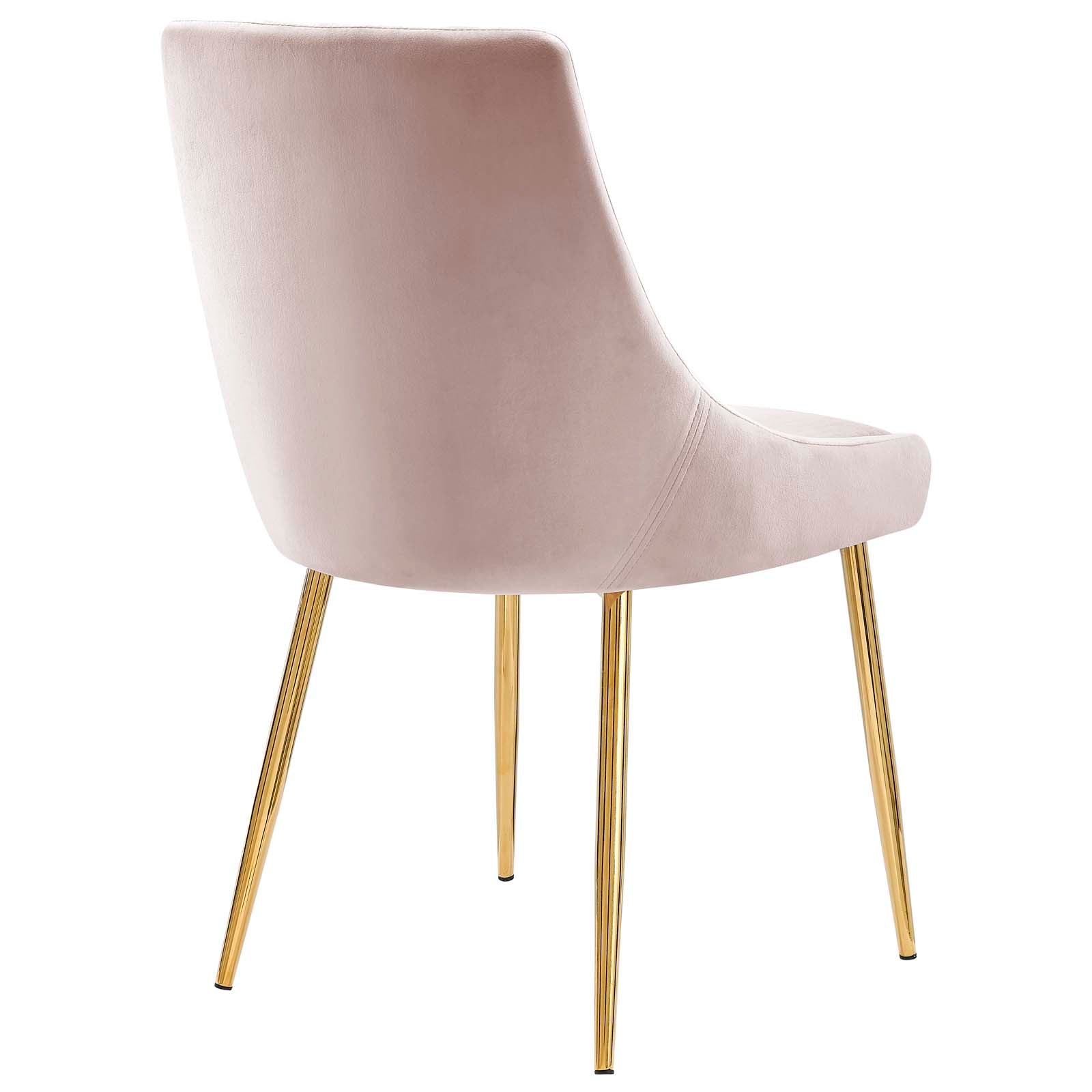 Modway Dining Chairs - Viscount Performance Velvet Dining Chairs - Set of 2 Gold Pink