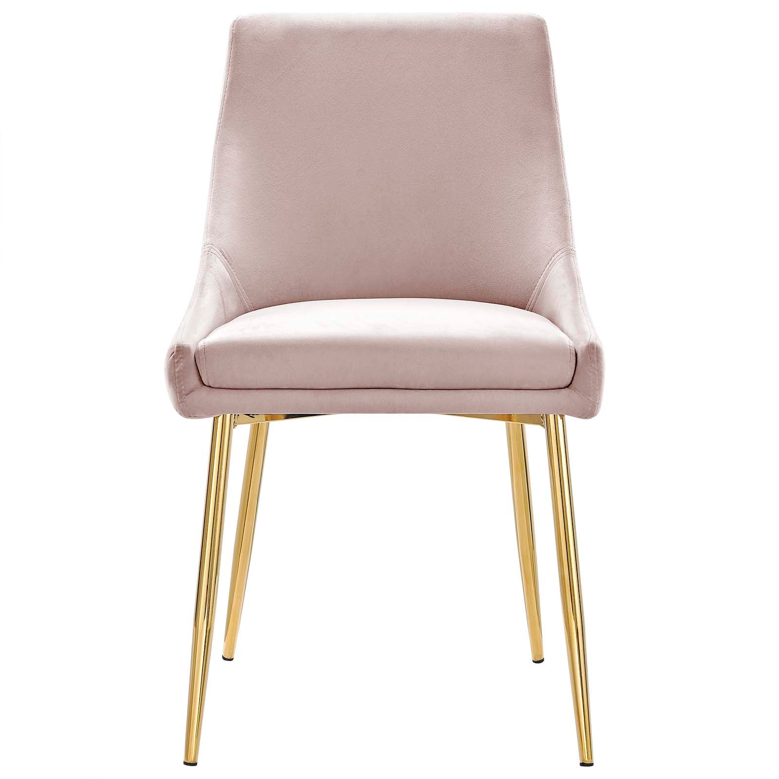 Modway Dining Chairs - Viscount Performance Velvet Dining Chairs - Set of 2 Gold Pink