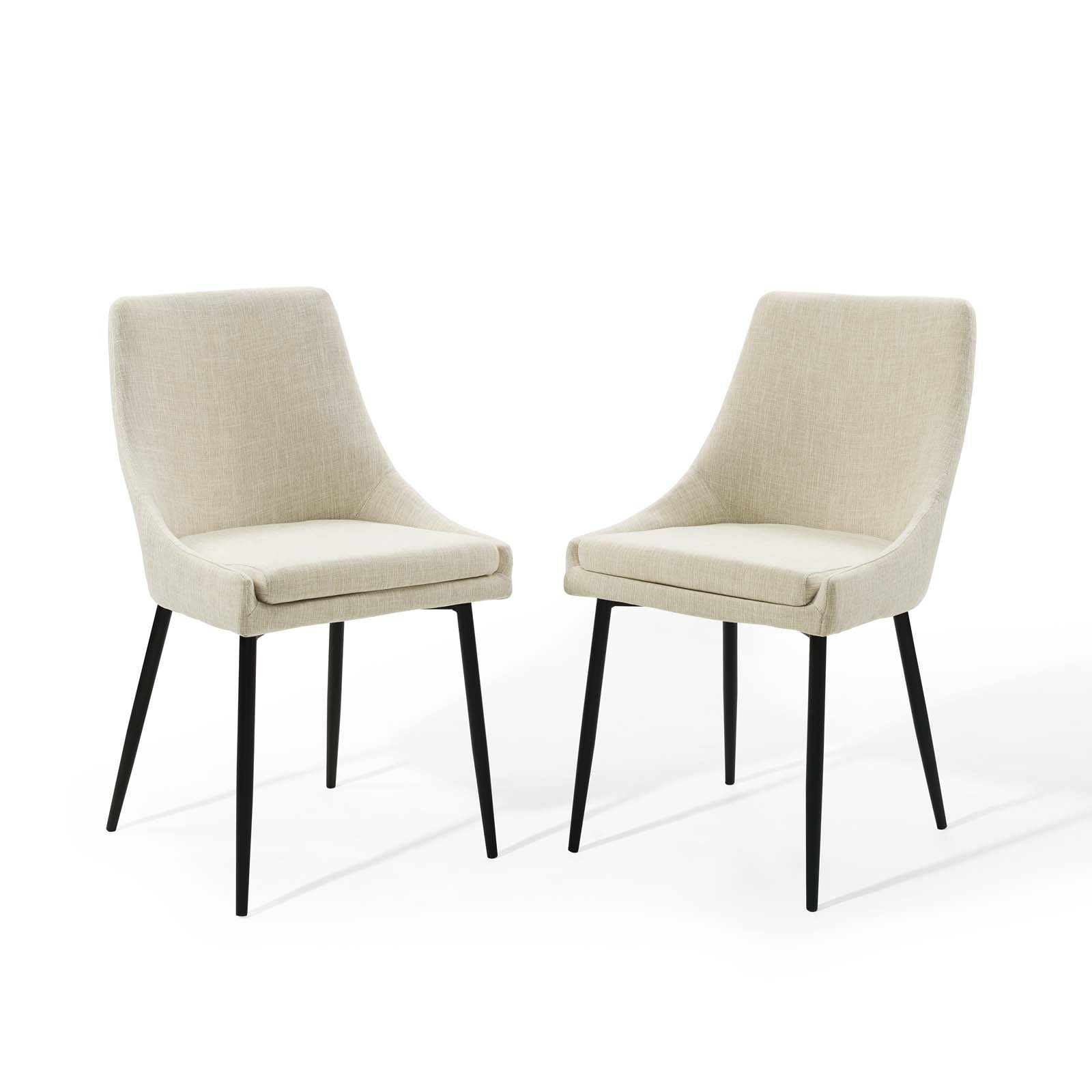 Viscount Upholstered Fabric Dining Chairs - ( Set of 2 ) Black Beige