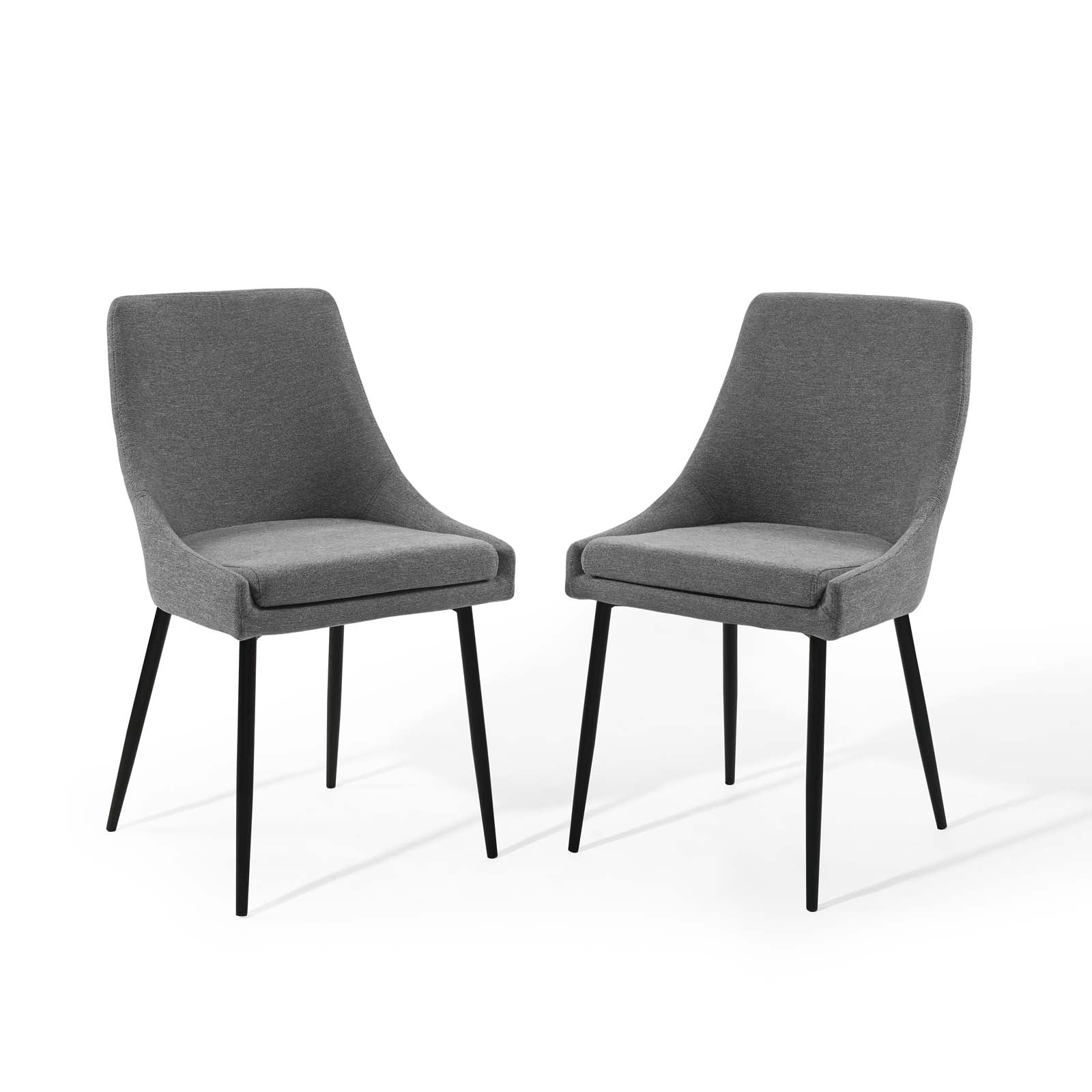 Modway Dining Chairs - Viscount Upholstered Fabric Dining Chairs - ( Set of 2 ) Black Charcoal