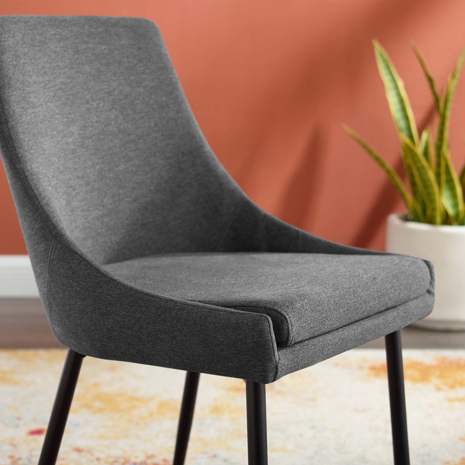 Modway Dining Chairs - Viscount Upholstered Fabric Dining Chairs - ( Set of 2 ) Black Charcoal