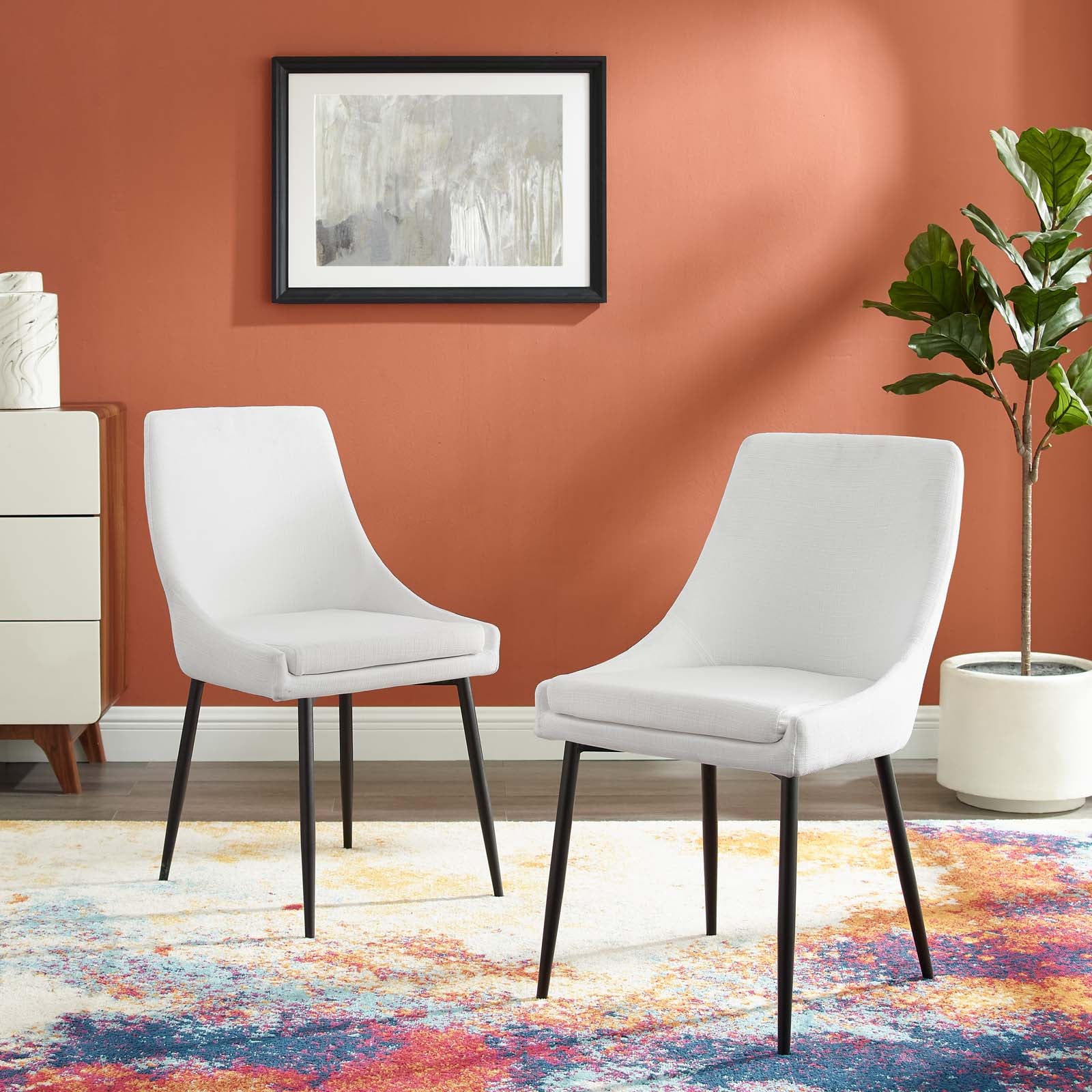 Viscount Upholstered Fabric Dining Chairs - Set of 2 Black White