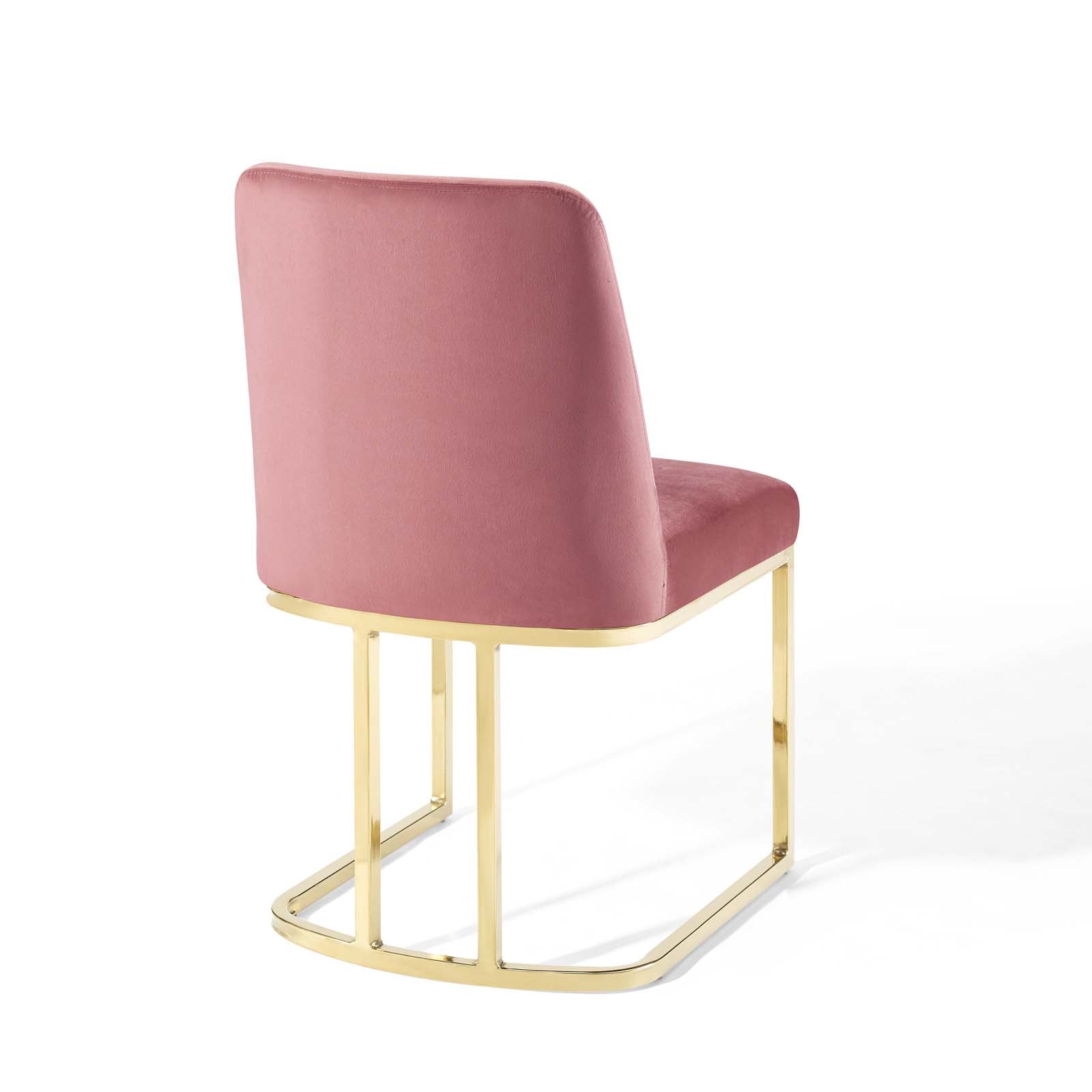 Modway Dining Chairs - Amplify Sled Base Performance Velvet Dining Side Chair Gold Dusty Rose
