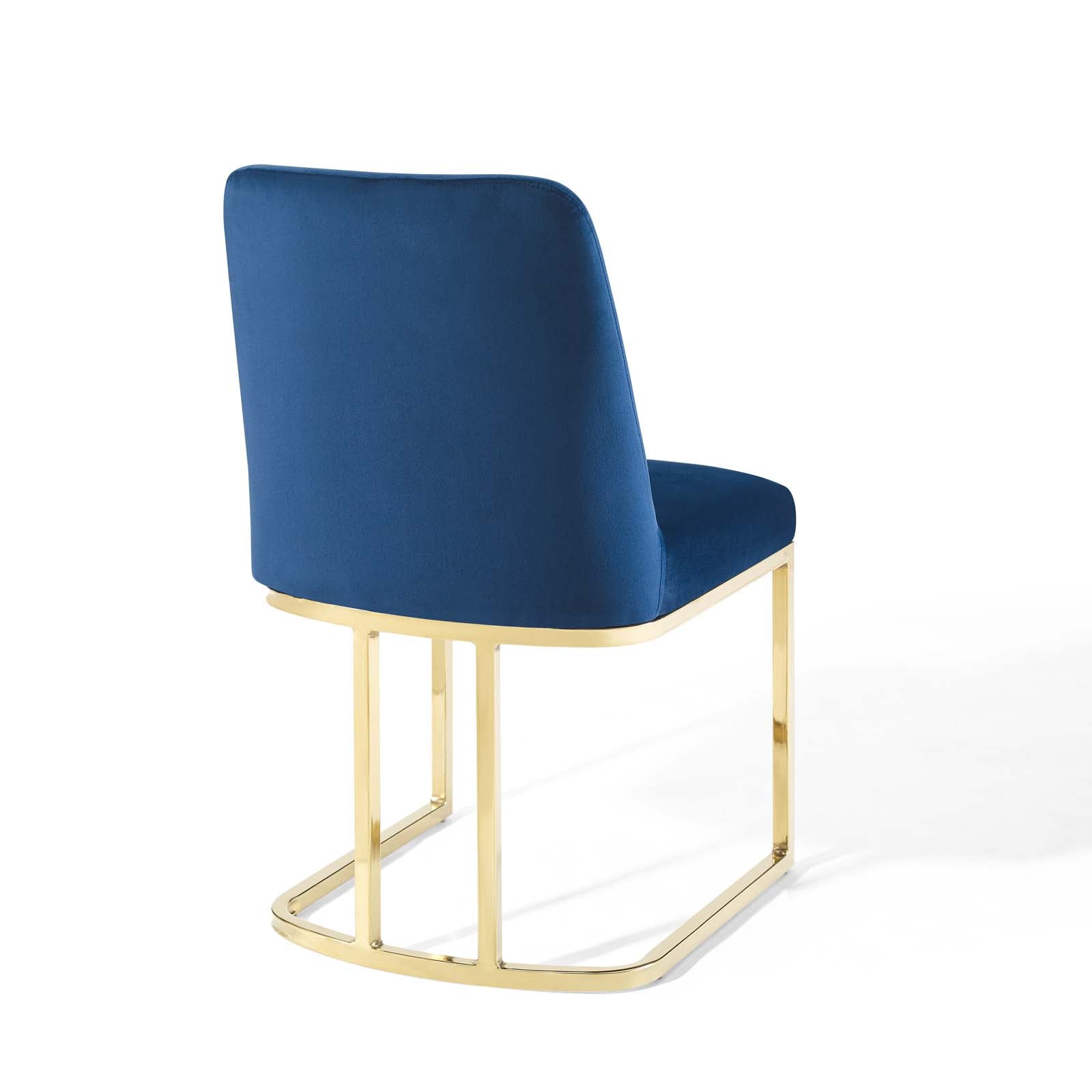 Modway Dining Chairs - Amplify Sled Base Performance Velvet Dining Side Chair Gold Navy