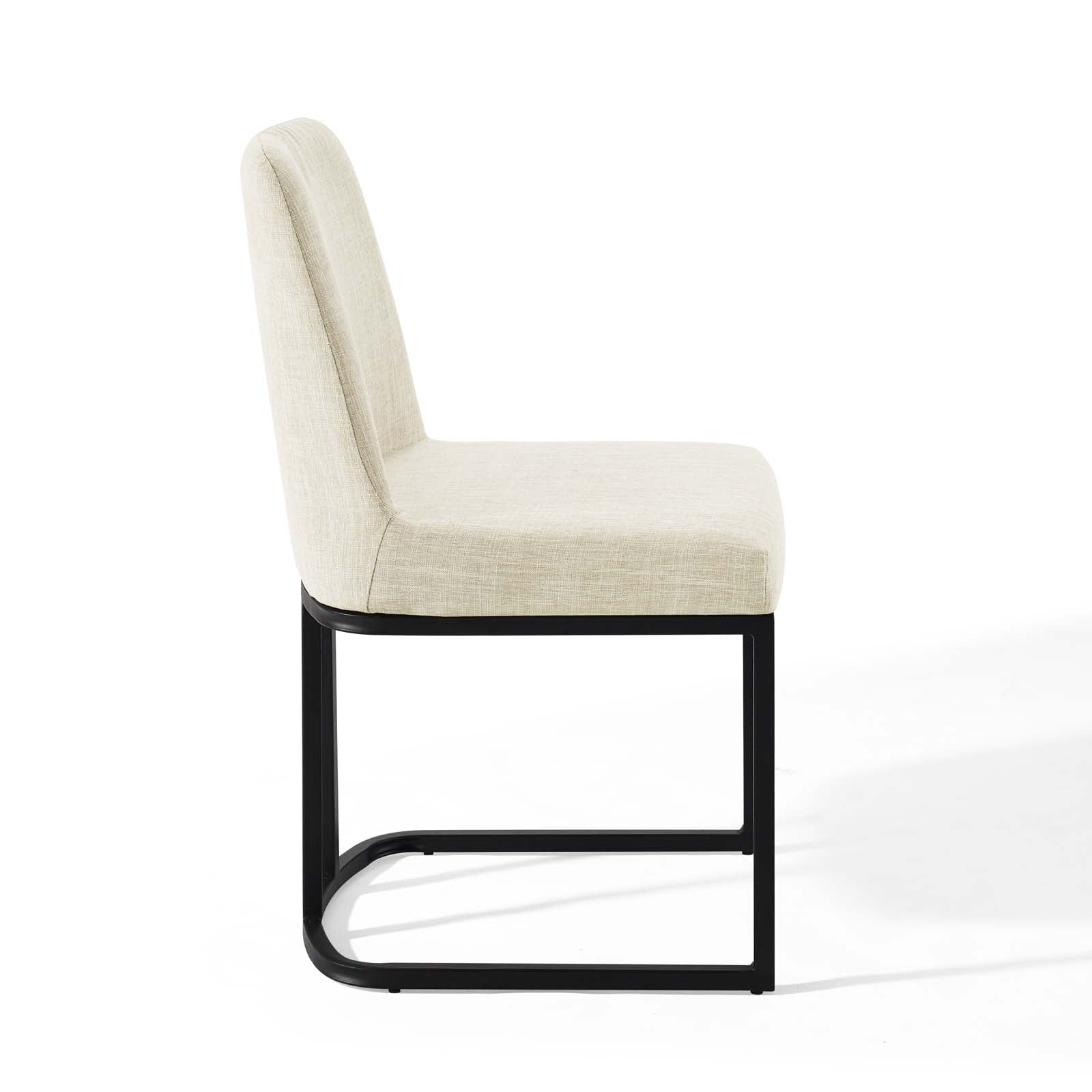 Modway Dining Chairs - Amplify Sled Base Upholstered Fabric Dining Side Chair Black Beige