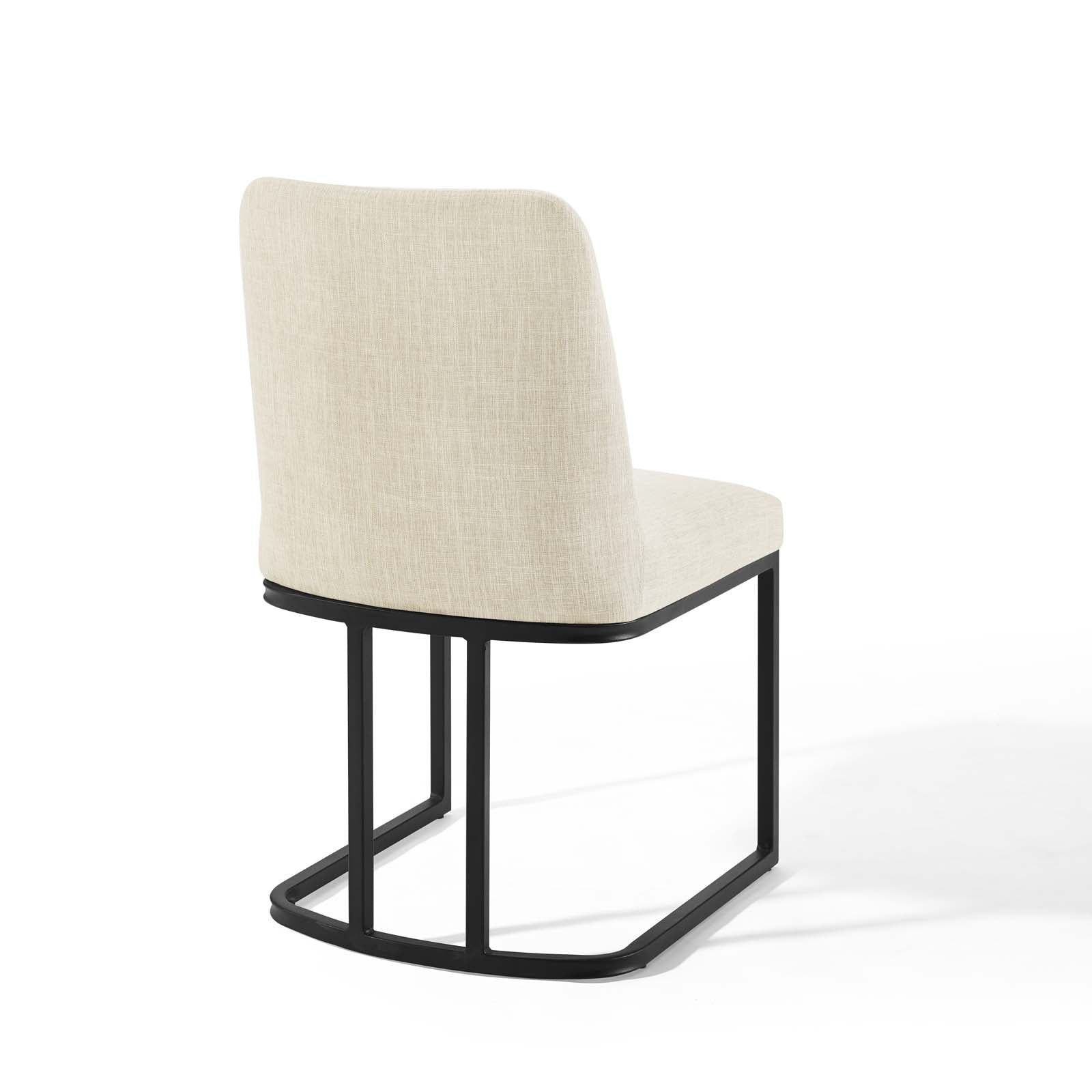 Modway Dining Chairs - Amplify Sled Base Upholstered Fabric Dining Side Chair Black Beige