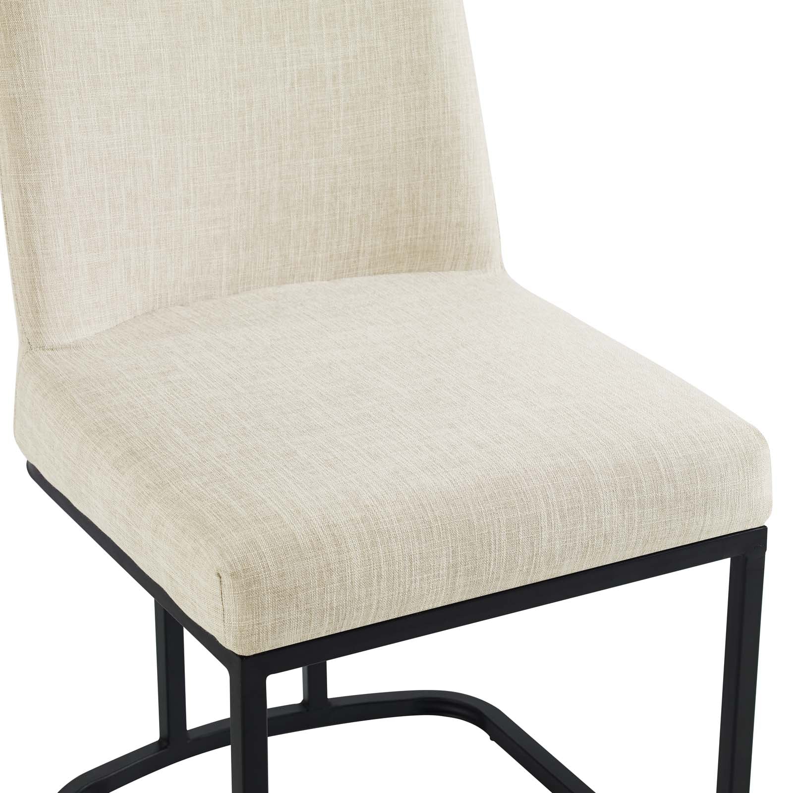 Modway Dining Chairs - Amplify Sled Base Upholstered Fabric Dining Side Chair Black Beige