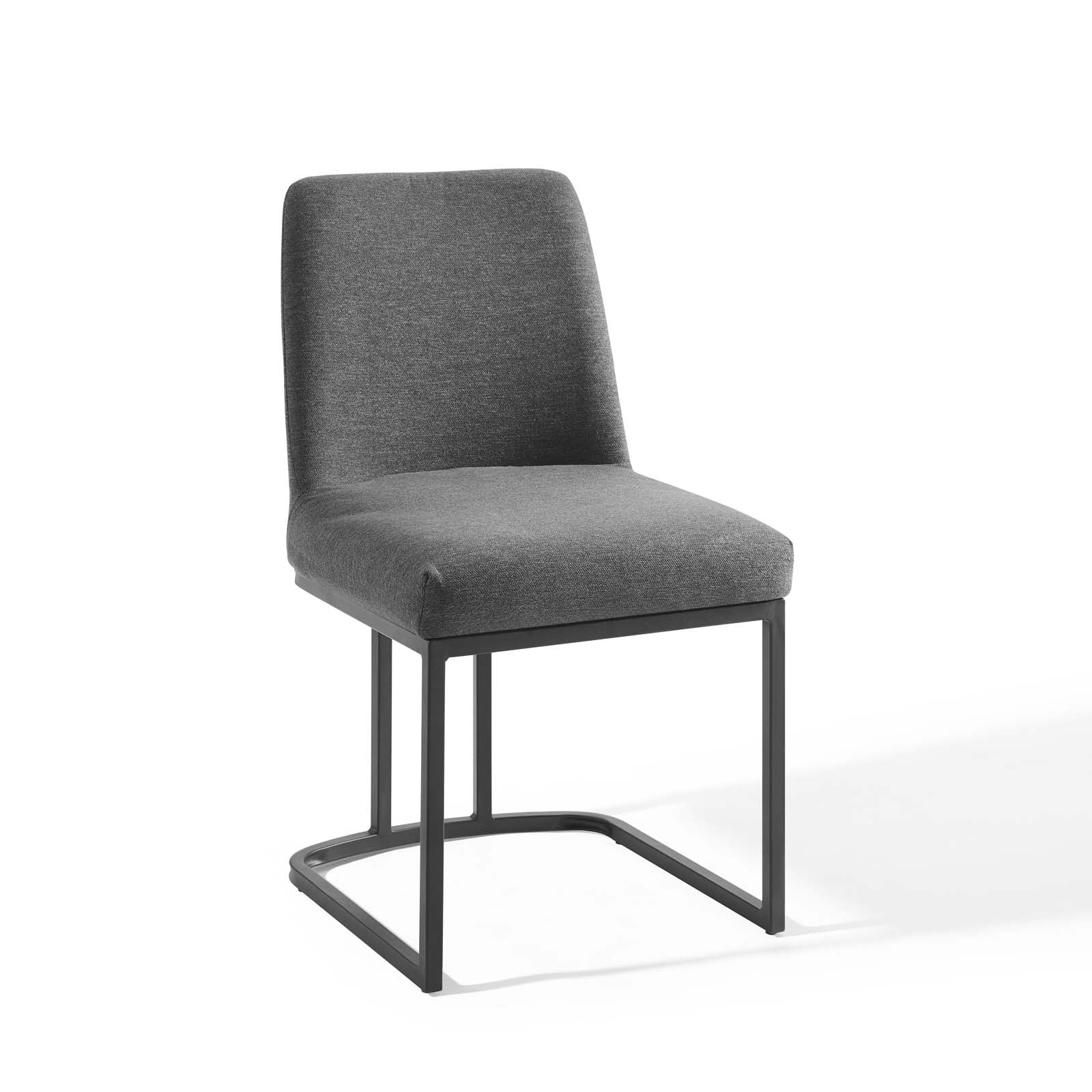 Modway Dining Chairs - Amplify Sled Base Upholstered Fabric Dining Side Chair Black Charcoal