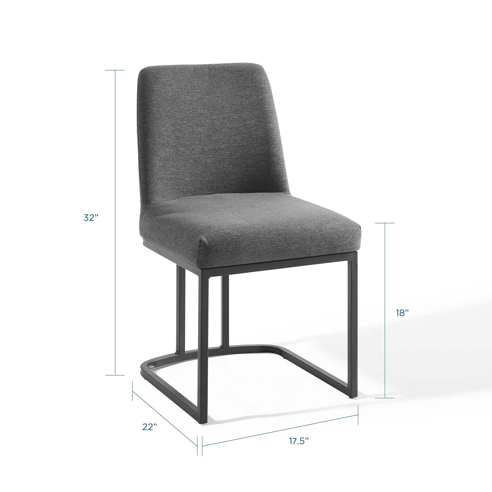 Modway Dining Chairs - Amplify Sled Base Upholstered Fabric Dining Side Chair Black Charcoal