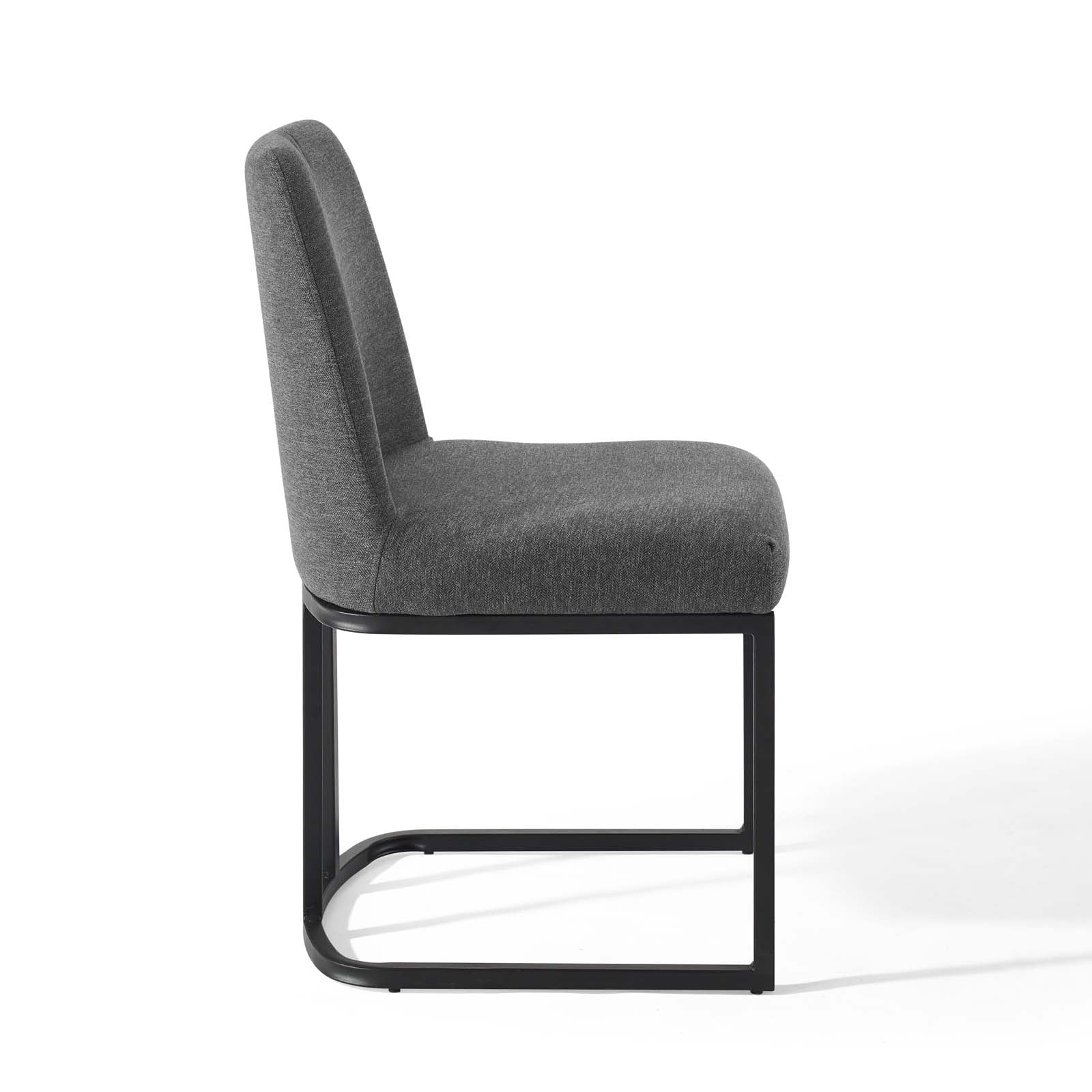 Modway Dining Chairs - Amplify Sled Base Upholstered Fabric Dining Side Chair Black Charcoal