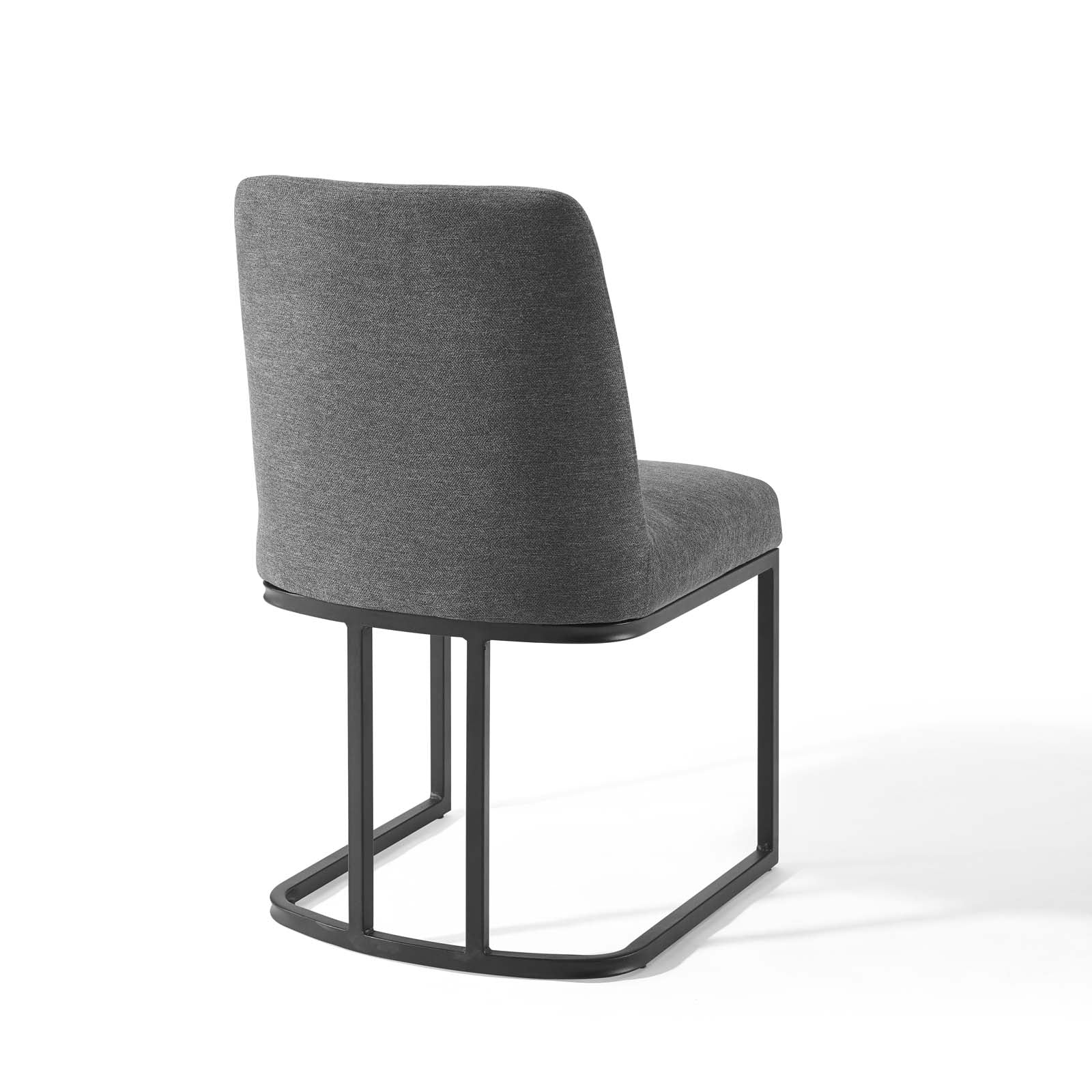Modway Dining Chairs - Amplify Sled Base Upholstered Fabric Dining Side Chair Black Charcoal