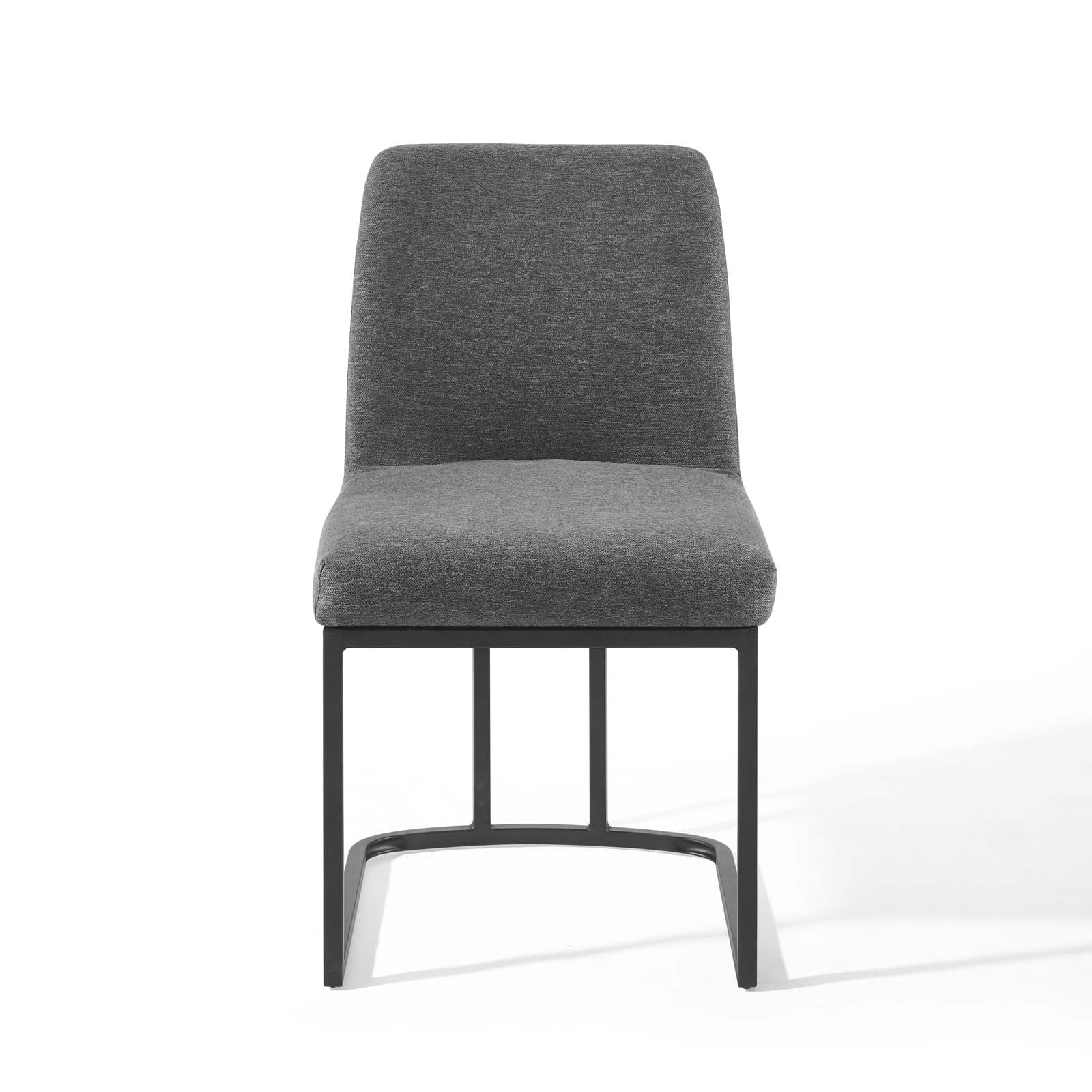 Modway Dining Chairs - Amplify Sled Base Upholstered Fabric Dining Side Chair Black Charcoal