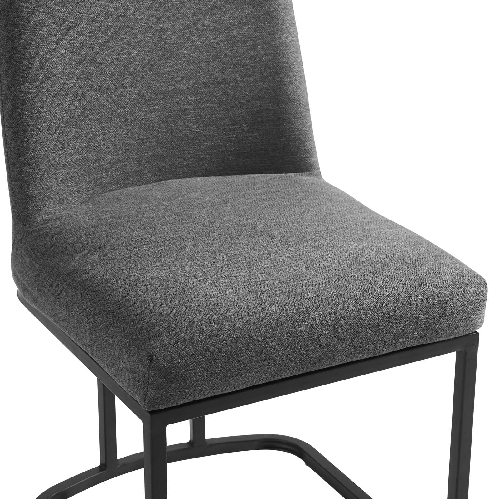 Modway Dining Chairs - Amplify Sled Base Upholstered Fabric Dining Side Chair Black Charcoal