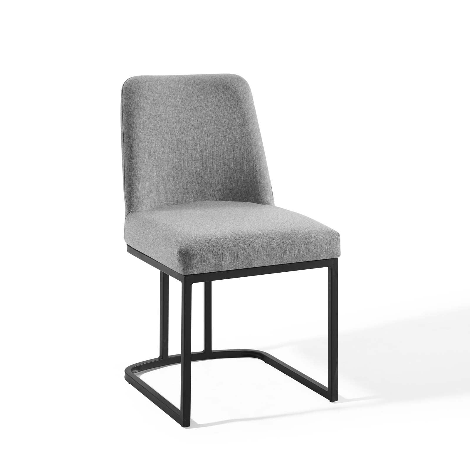 Modway Dining Chairs - Amplify Sled Base Upholstered Fabric Dining Side Chair Black Light Gray