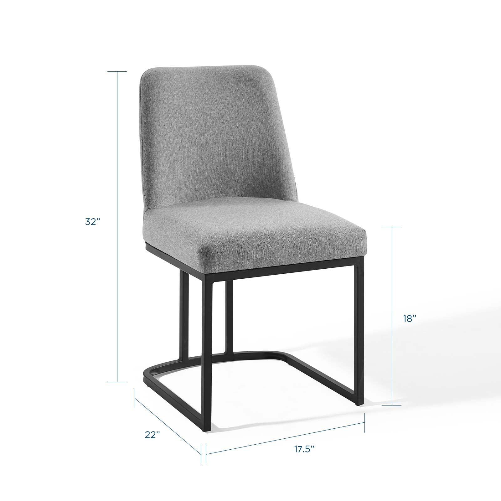 Modway Dining Chairs - Amplify Sled Base Upholstered Fabric Dining Side Chair Black Light Gray