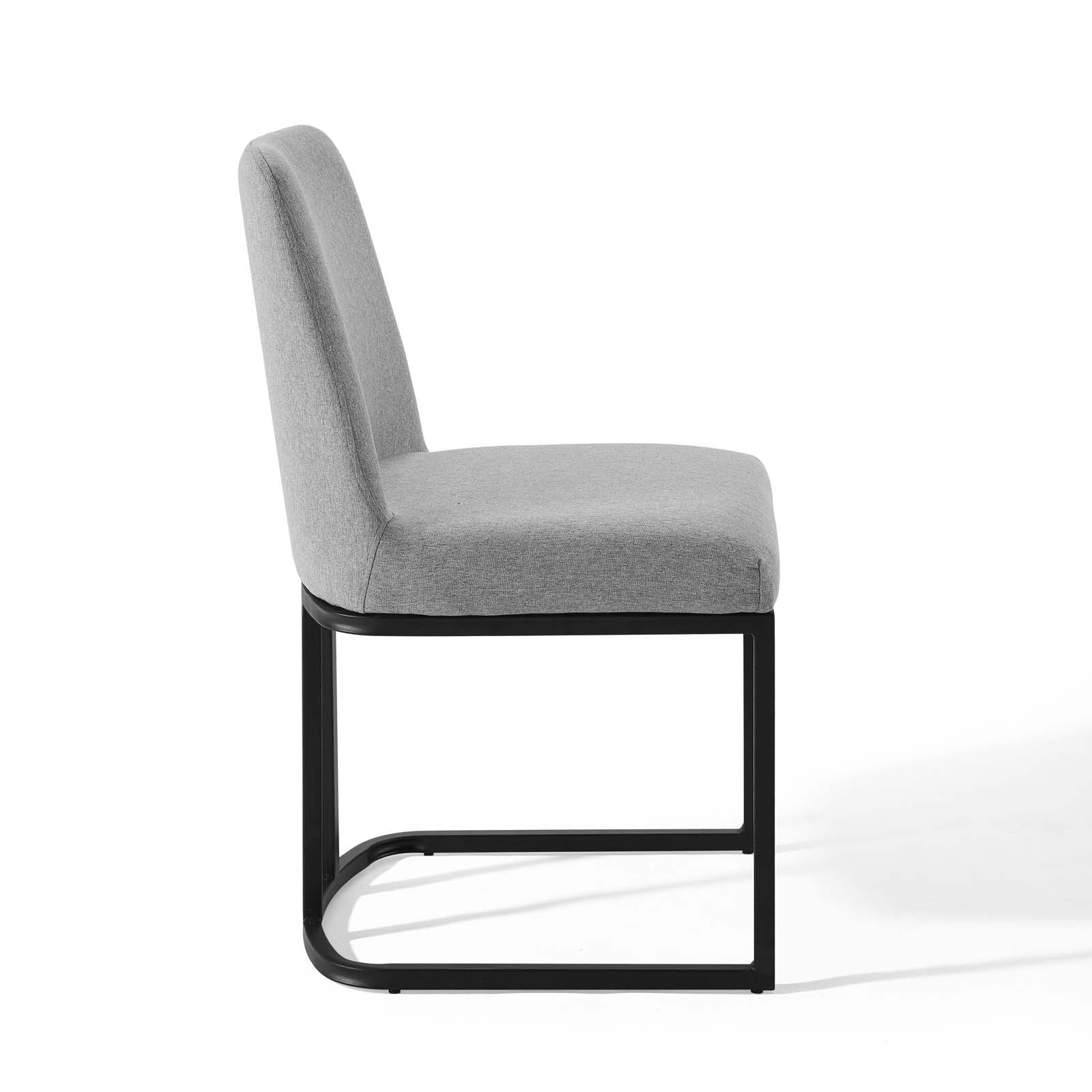 Modway Dining Chairs - Amplify Sled Base Upholstered Fabric Dining Side Chair Black Light Gray