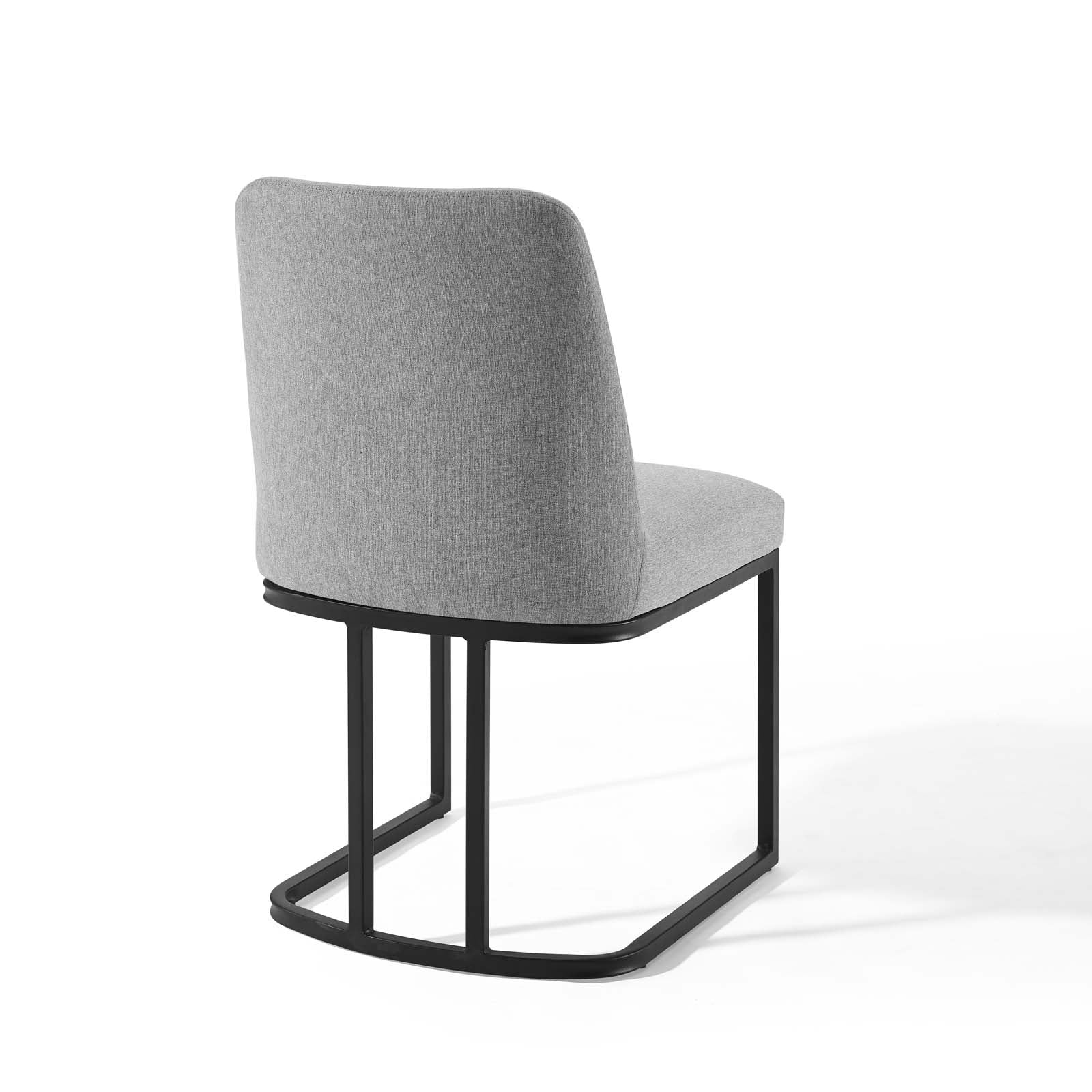 Modway Dining Chairs - Amplify Sled Base Upholstered Fabric Dining Side Chair Black Light Gray
