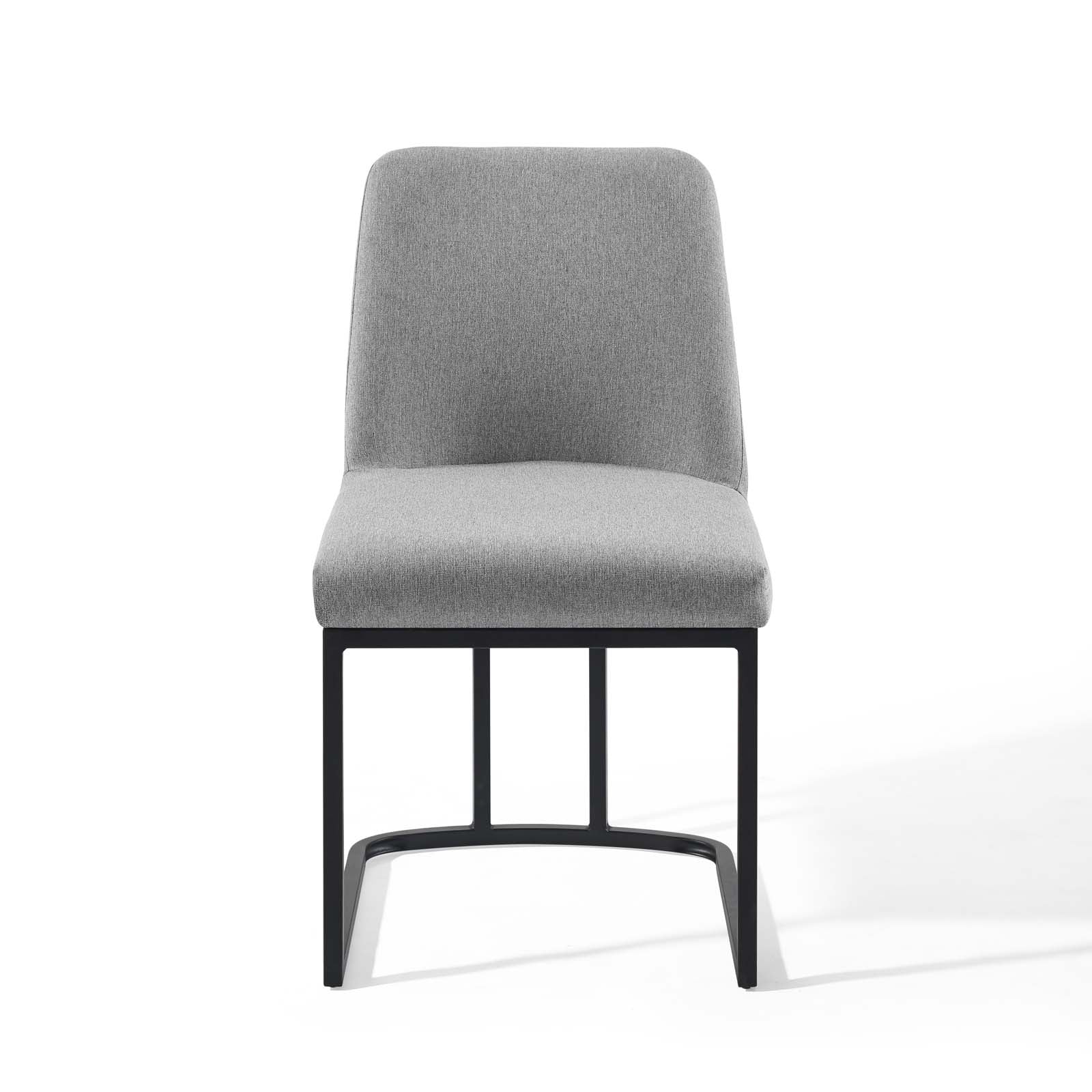 Modway Dining Chairs - Amplify Sled Base Upholstered Fabric Dining Side Chair Black Light Gray