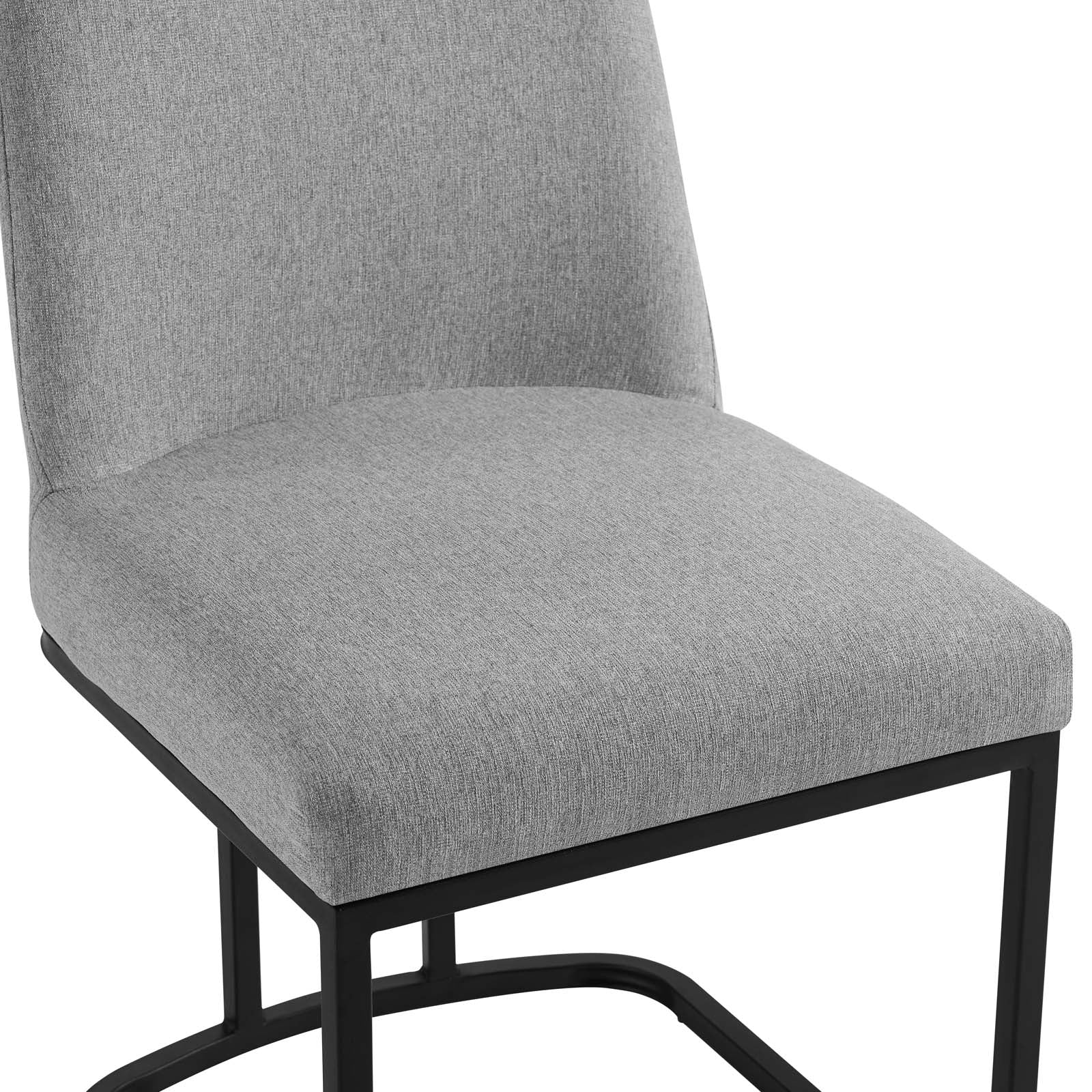 Modway Dining Chairs - Amplify Sled Base Upholstered Fabric Dining Side Chair Black Light Gray