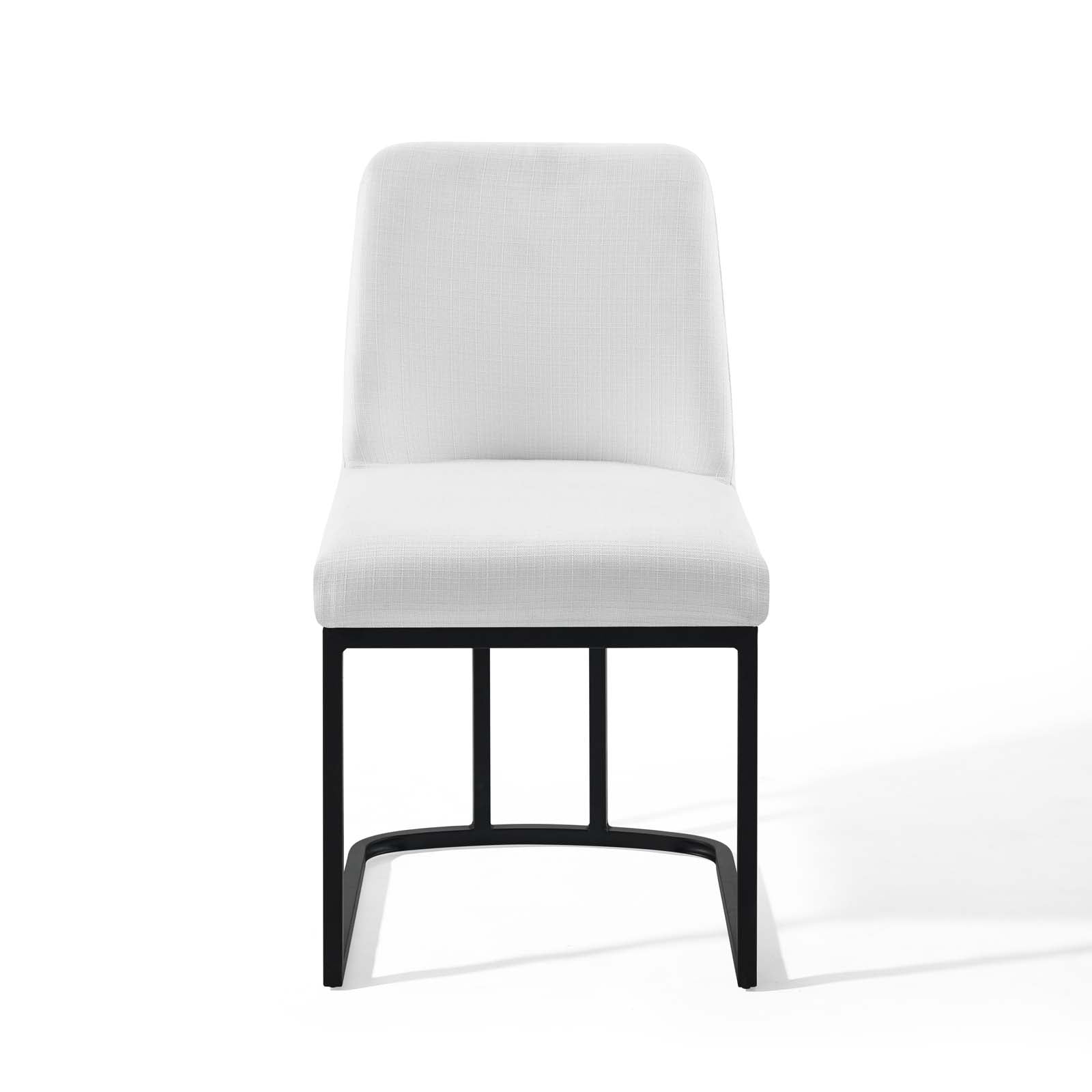 Modway Dining Chairs - Amplify Sled Base Upholstered Fabric Dining Side Chair Black White
