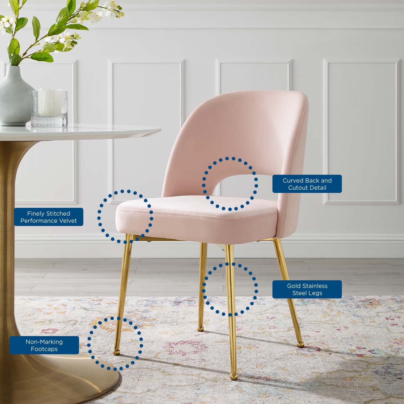 Modway Dining Chairs - Rouse Dining Room Side Chair Pink