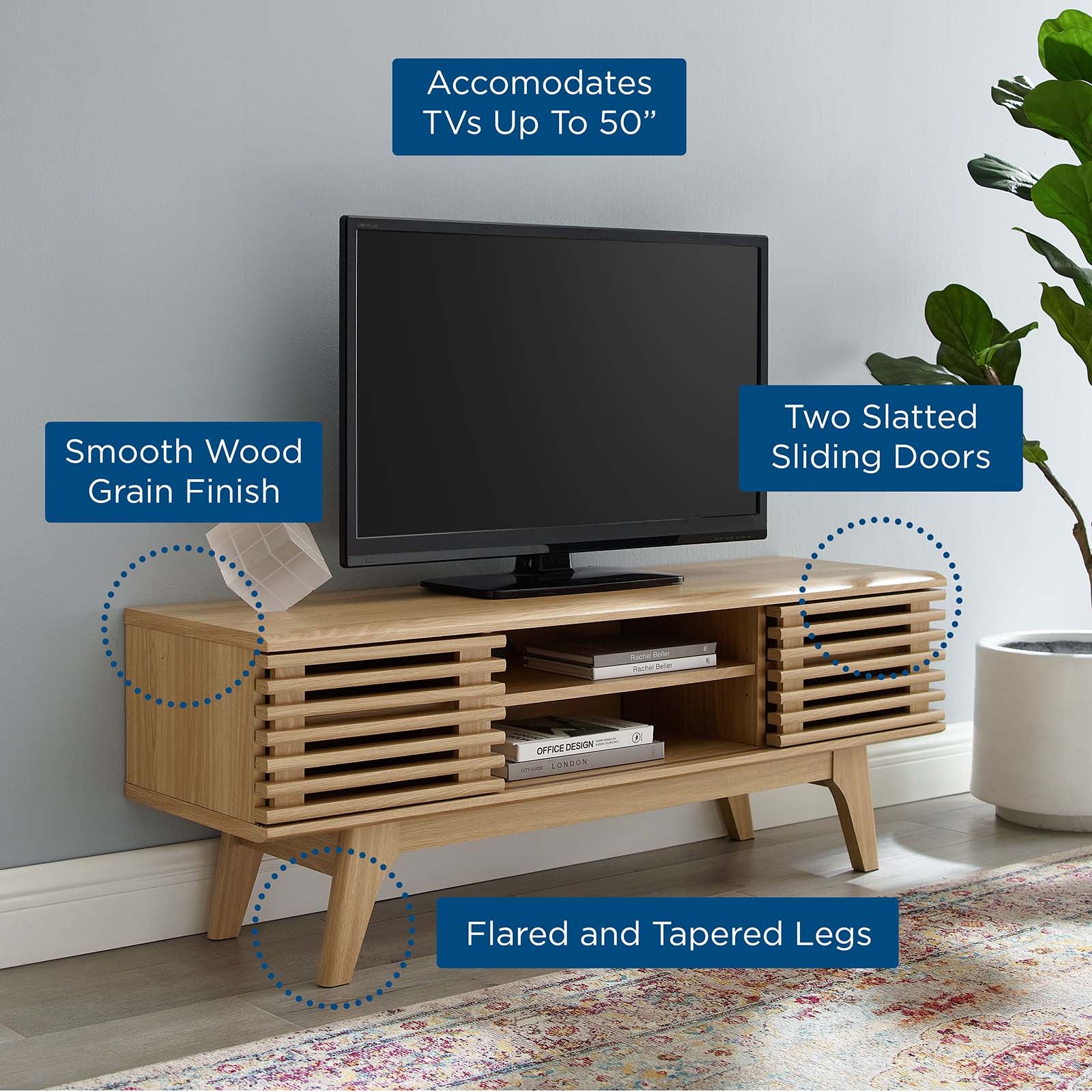 Modway TV & Media Units - Render 46" Media Console TV Stand Oak
