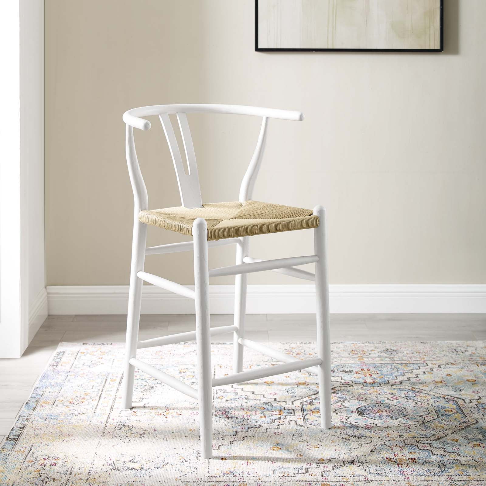 Modway Barstools - Amish Wood Counter Stool White