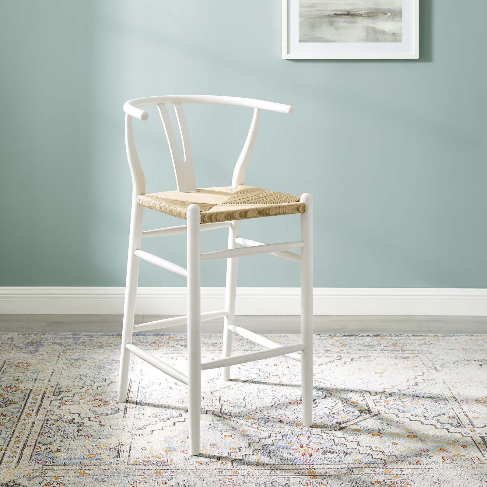 Modway Barstools - Amish Wood Bar Stool White