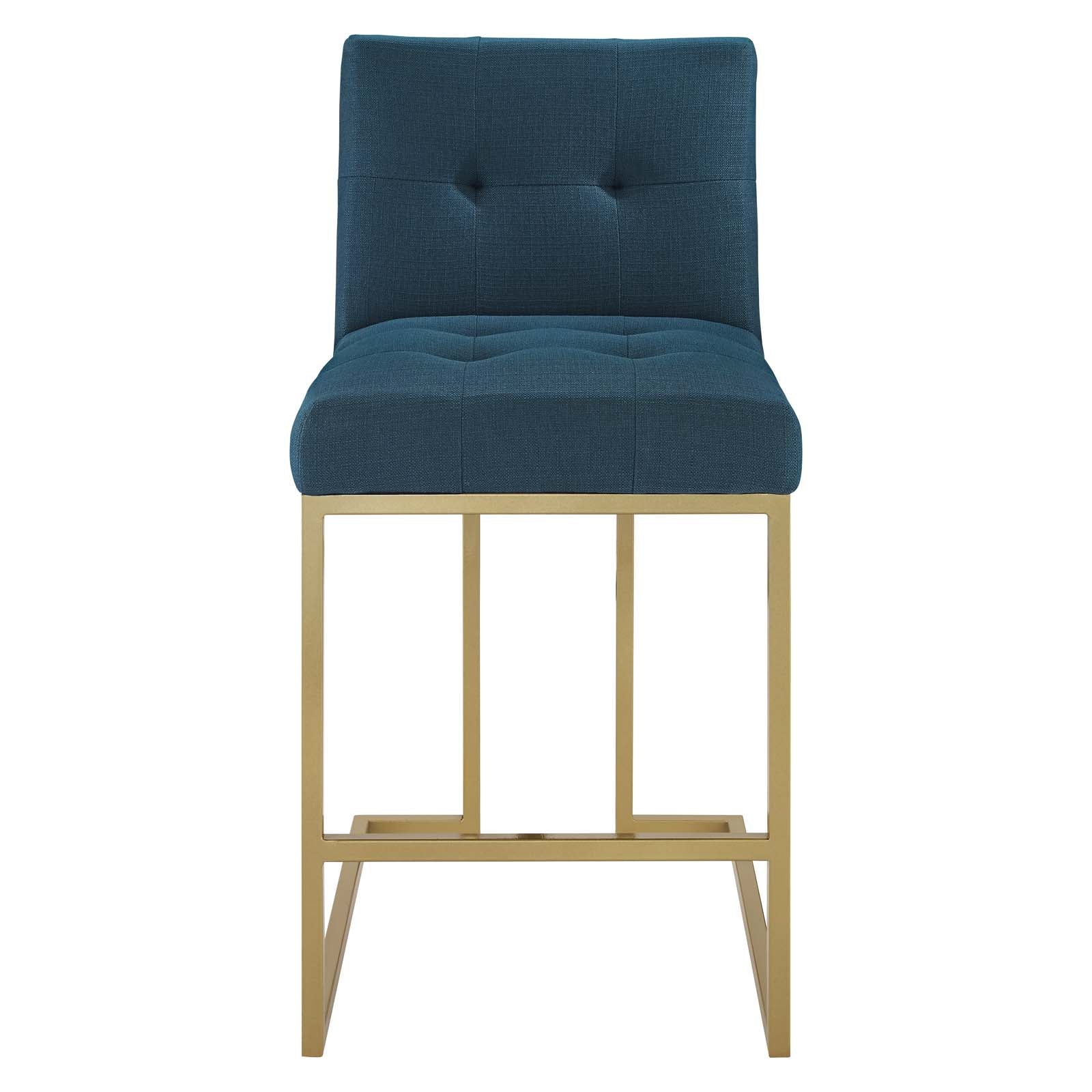 Modway Barstools - Privy Fabric Counter Stool Gold Azure