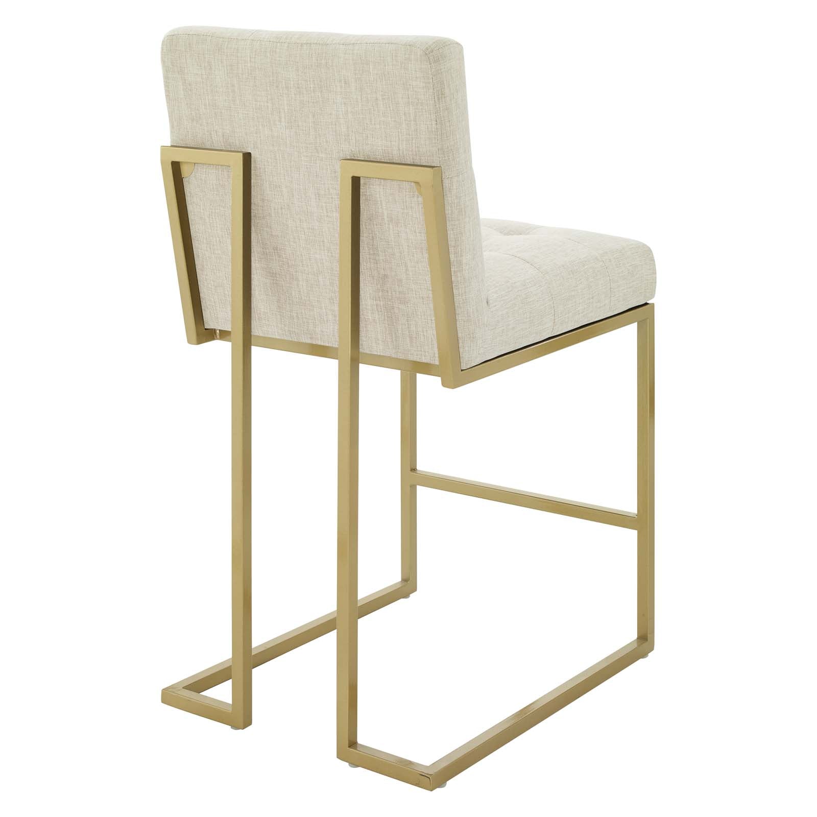 Modway Barstools - Privy Gold Stainless Steel Upholstered Fabric Counter Stool Gold Beige
