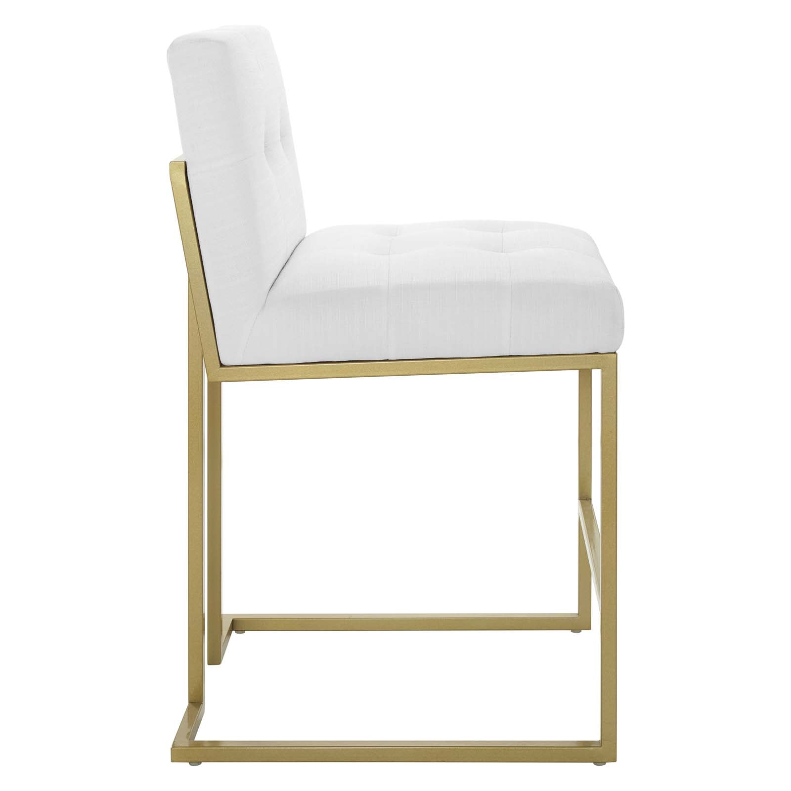 Modway Barstools - Privy Gold Stainless Steel Upholstered Fabric Counter Stool Gold White