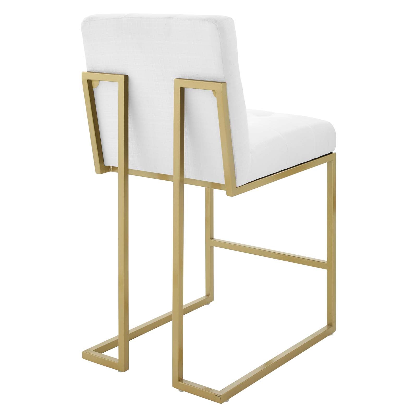 Modway Barstools - Privy Gold Stainless Steel Upholstered Fabric Counter Stool Gold White
