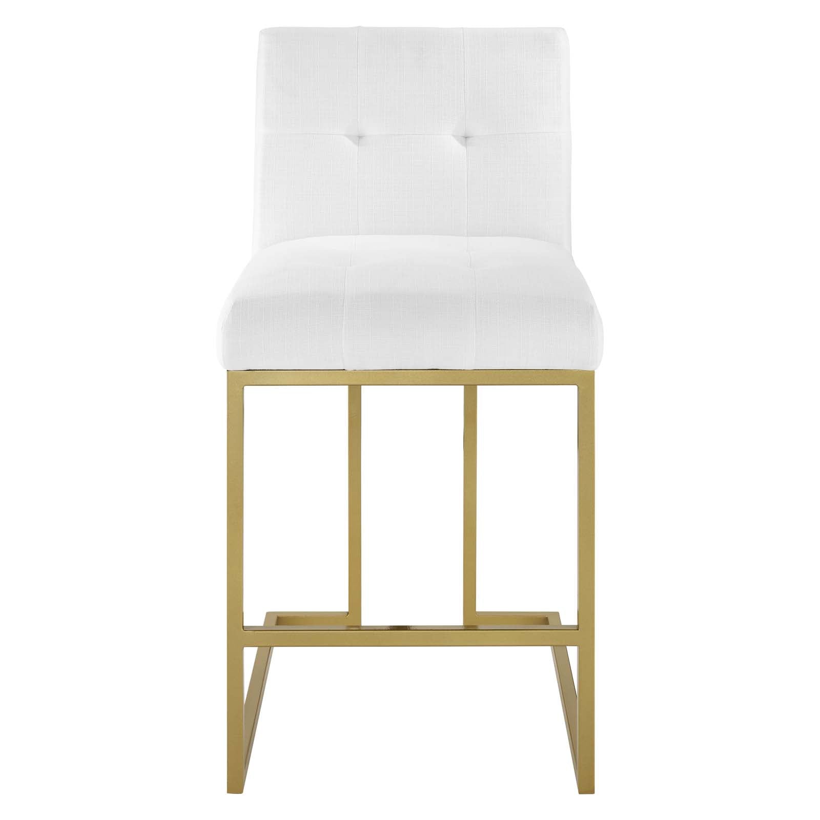 Modway Barstools - Privy Gold Stainless Steel Upholstered Fabric Counter Stool Gold White
