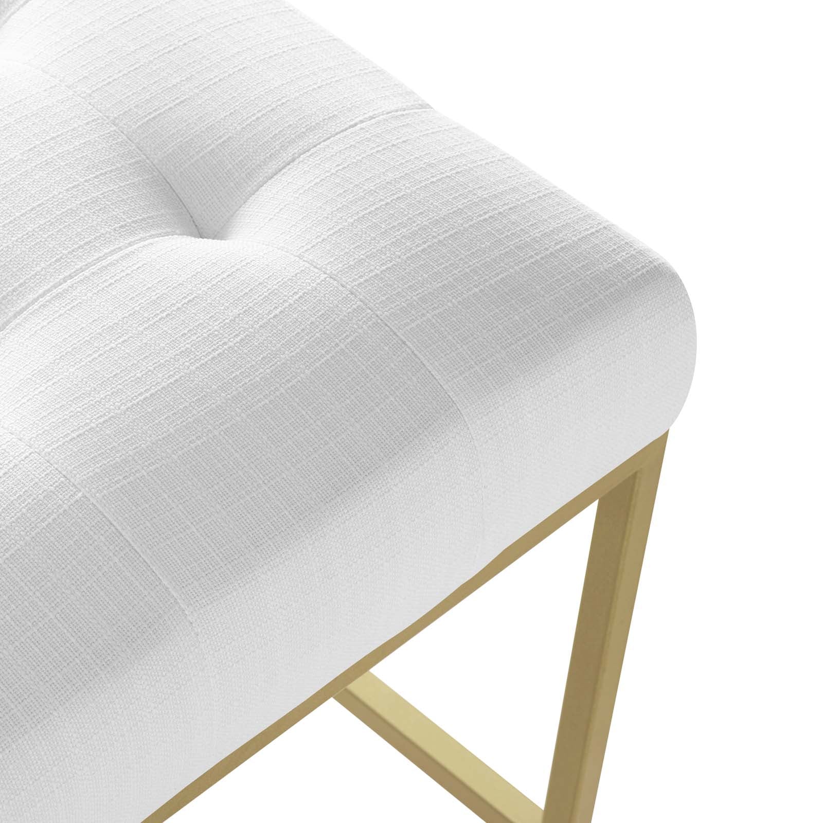 Modway Barstools - Privy Gold Stainless Steel Upholstered Fabric Counter Stool Gold White