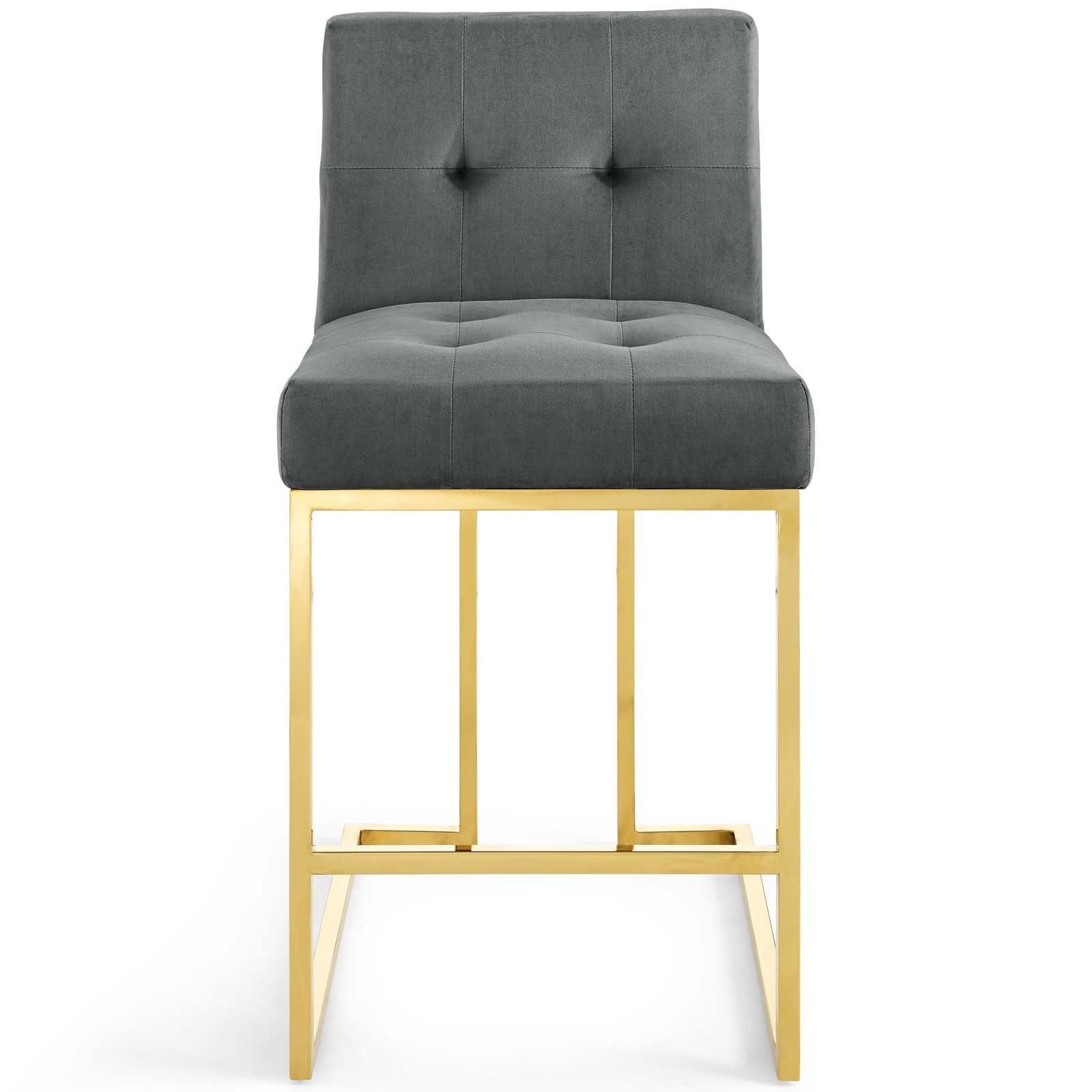 Privy Gold Stainless Steel Performance Velvet Counter Stool Gold Charcoal