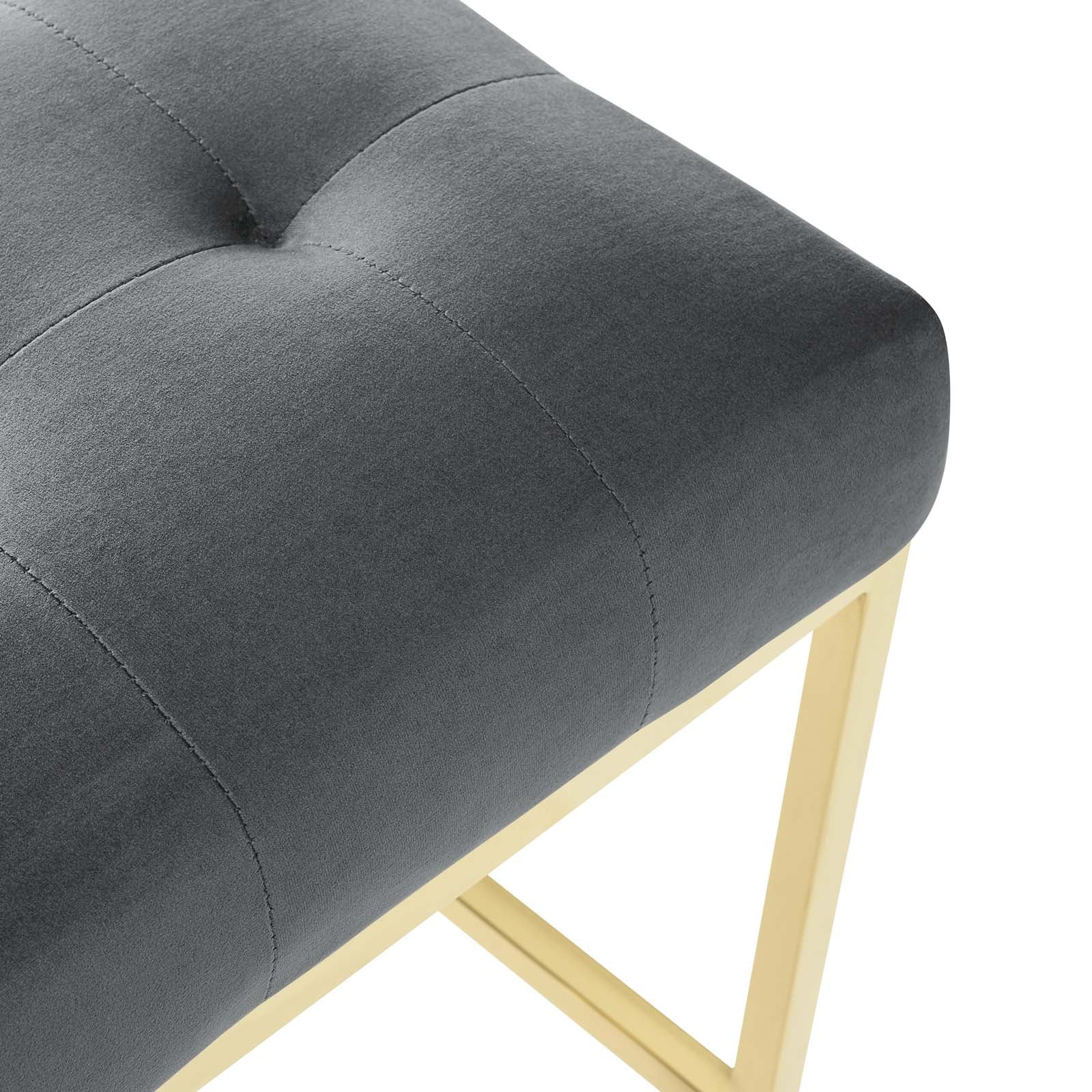 Privy Gold Stainless Steel Performance Velvet Counter Stool Gold Charcoal