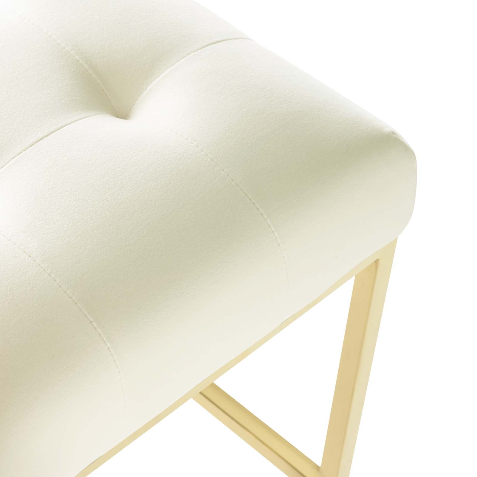 Modway Barstools - Privy Gold Stainless Steel Performance Velvet Counter Stool Gold Ivory