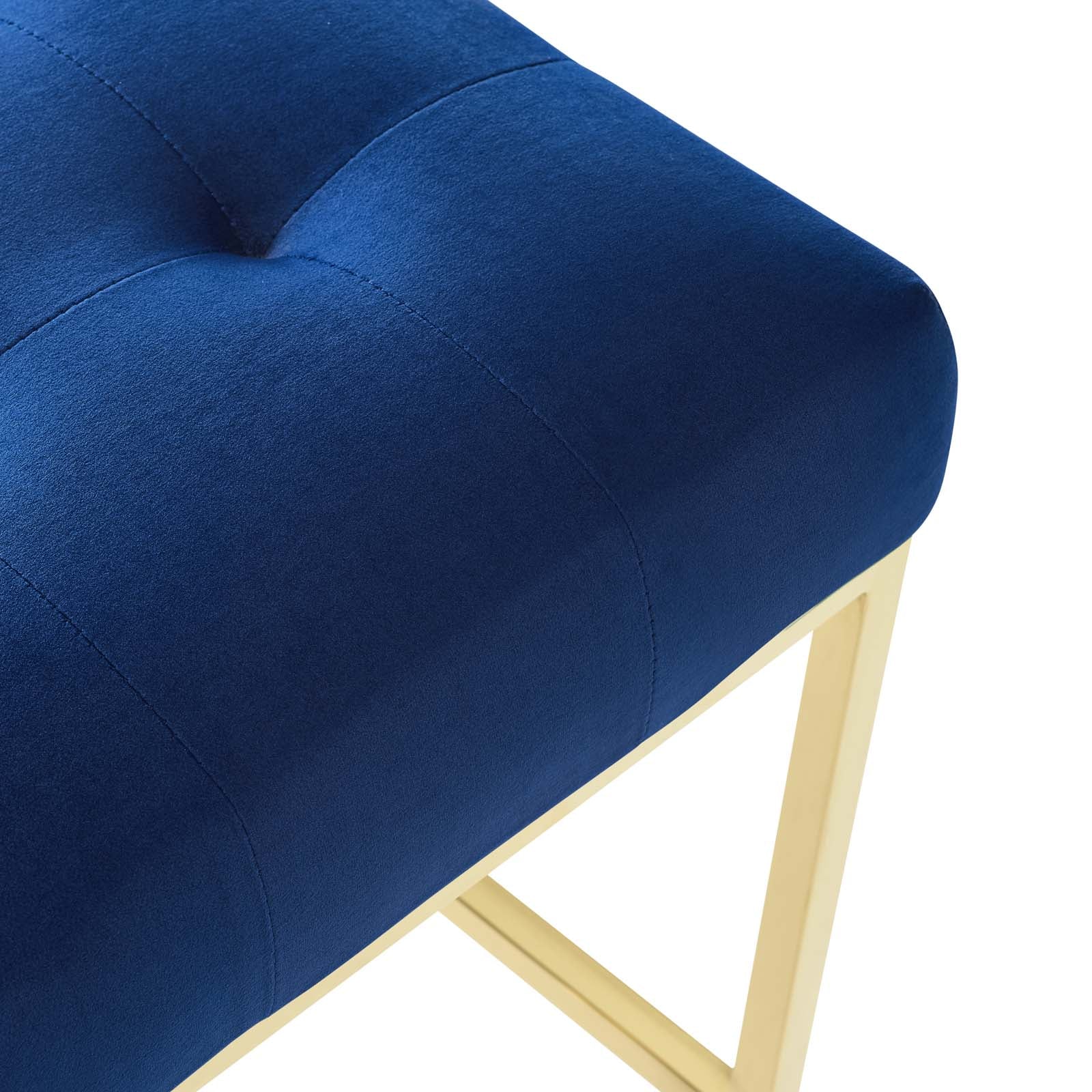 Modway Barstools - Privy Gold Stainless Steel Performance Velvet Counter Stool Gold Navy