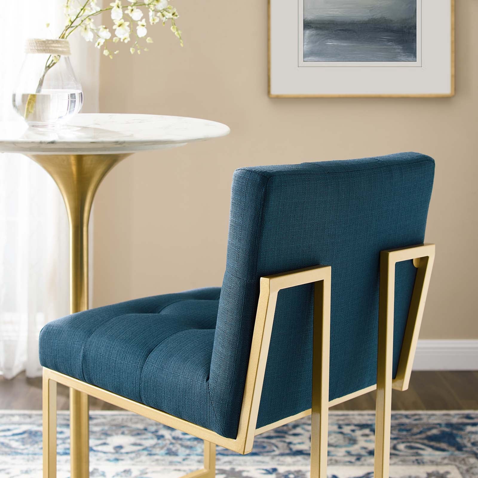 Modway Barstools - Privy Fabric Bar Stool Gold Azure