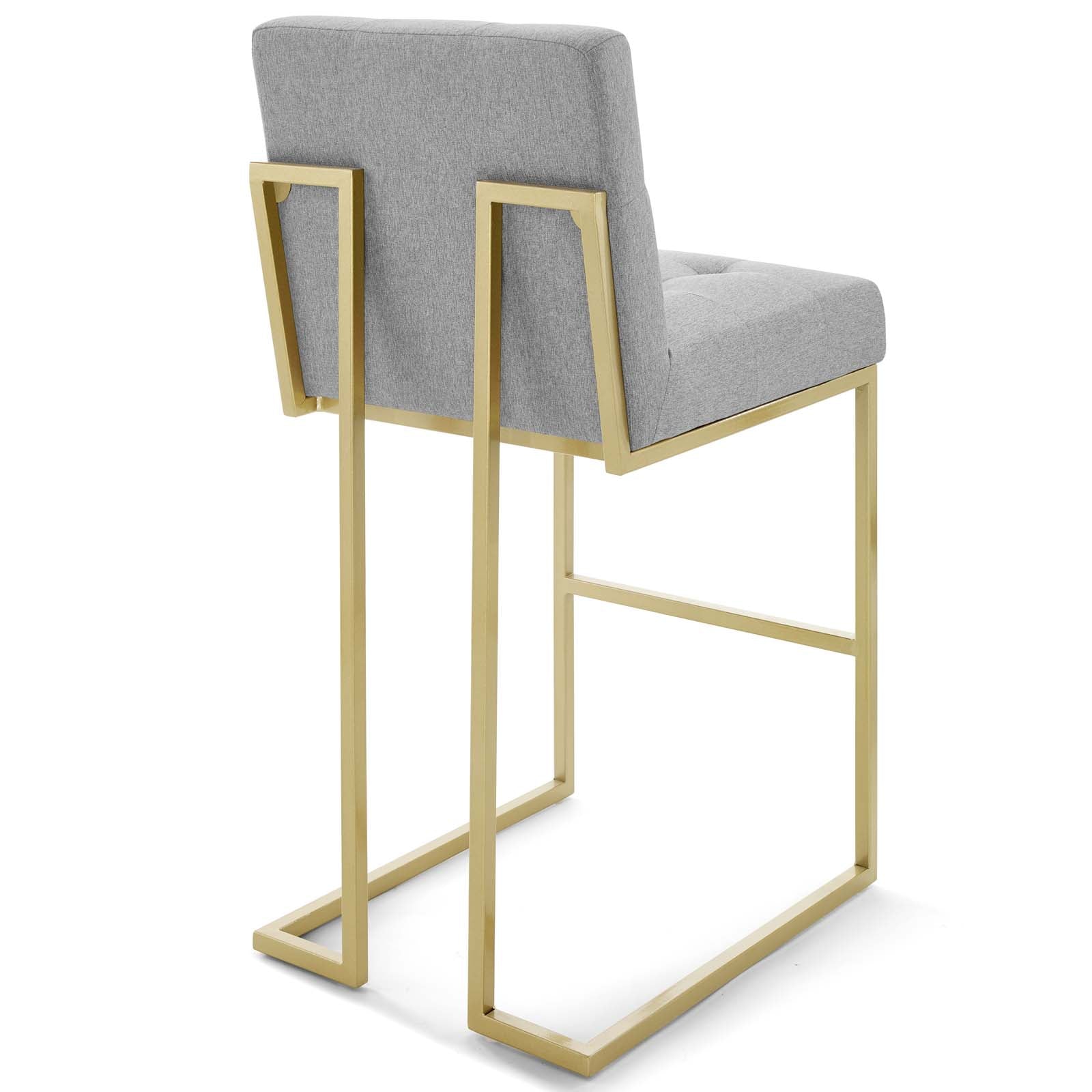 Modway Barstools - Privy Gold Stainless Steel Upholstered Fabric Bar Stool Gold Light Gray