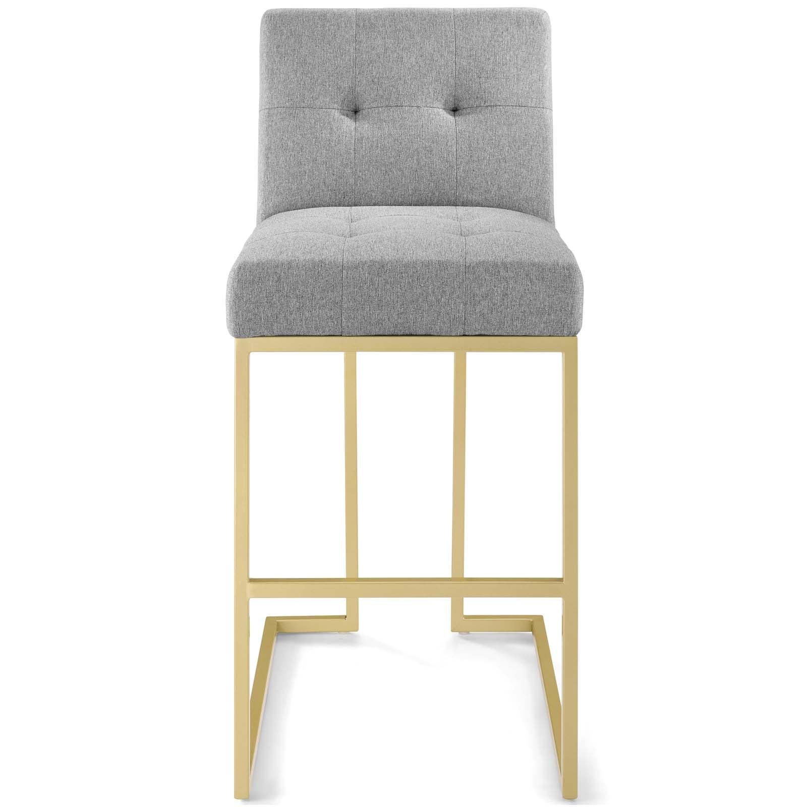 Modway Barstools - Privy Gold Stainless Steel Upholstered Fabric Bar Stool Gold Light Gray