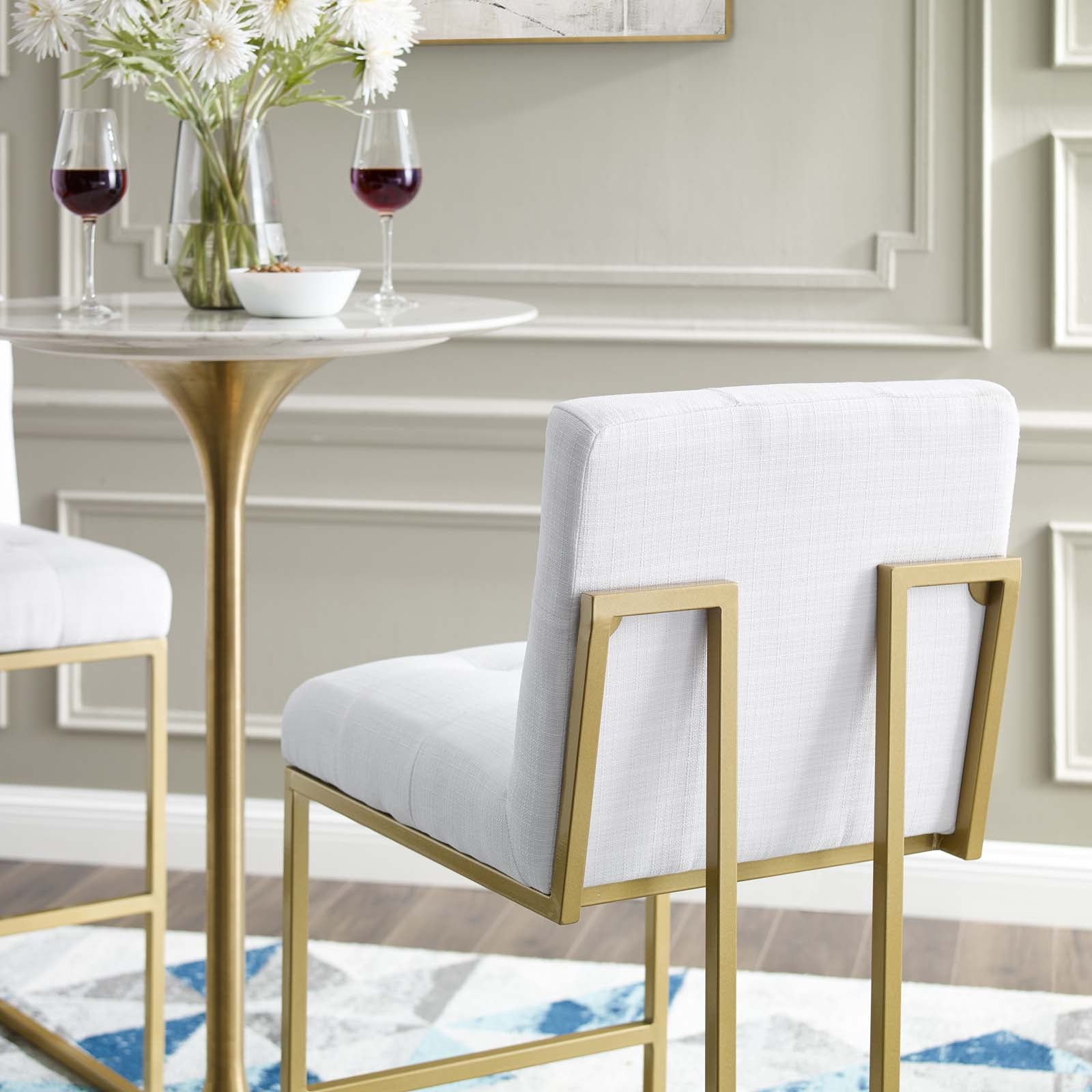 Modway Barstools - Privy Fabric Bar Stool Gold White