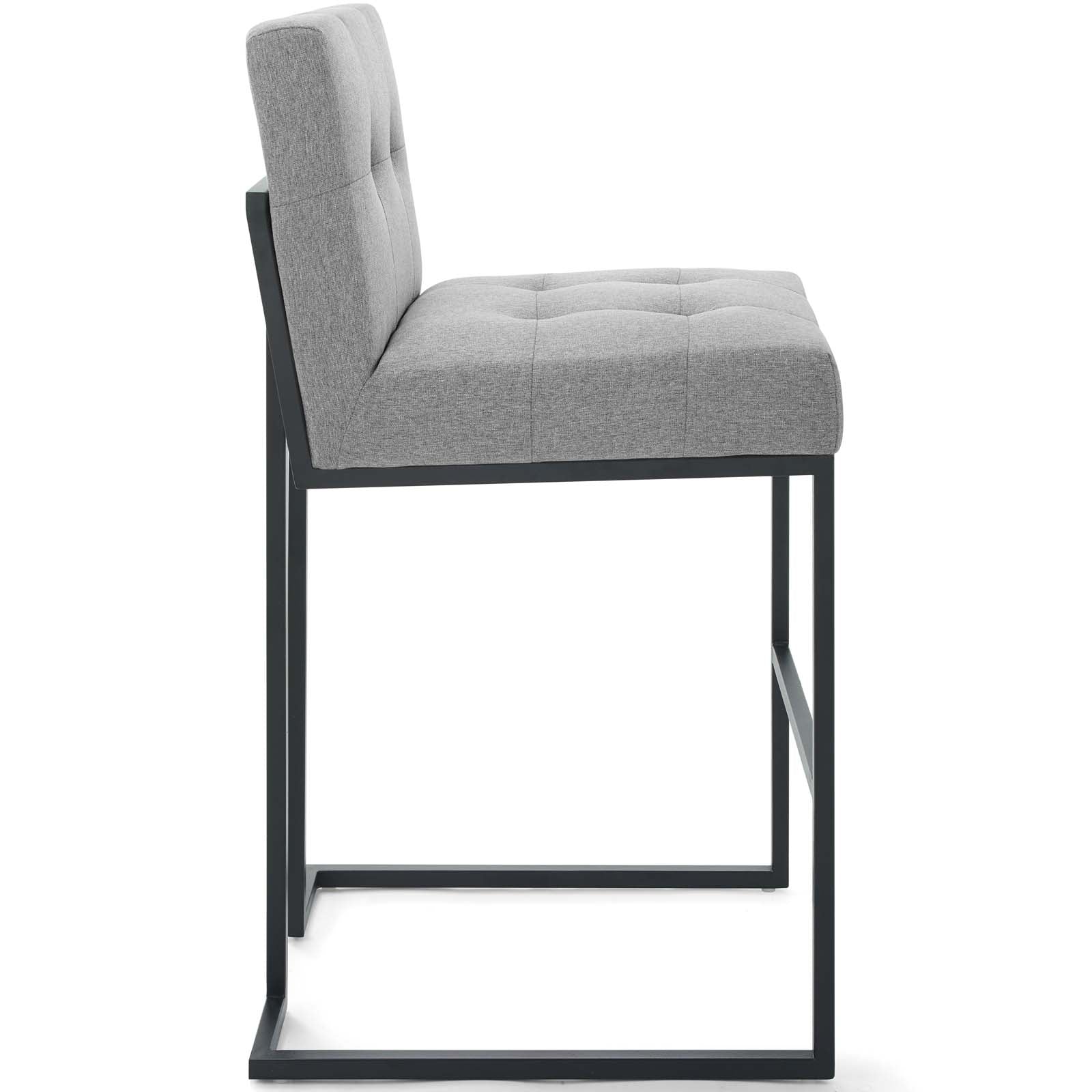 Modway Barstools - Privy Fabric Bar Stool Black Light Gray