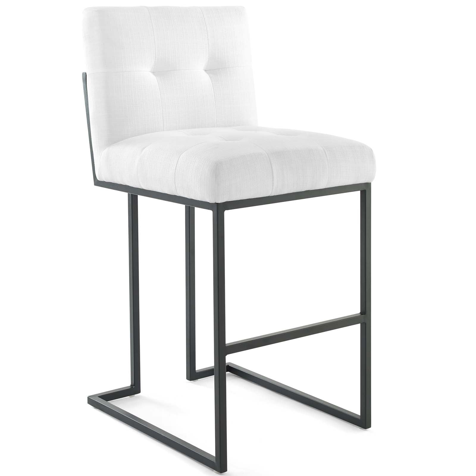 Modway Barstools - Privy Black Stainless Steel Upholstered Fabric Bar Stool Black White
