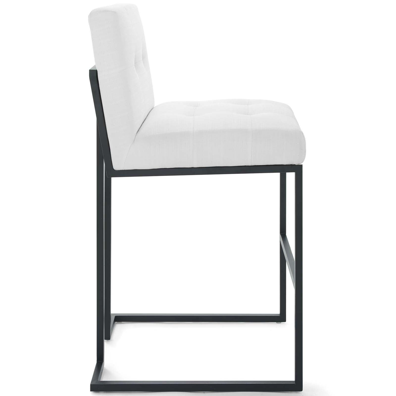 Modway Barstools - Privy Black Stainless Steel Upholstered Fabric Bar Stool Black White